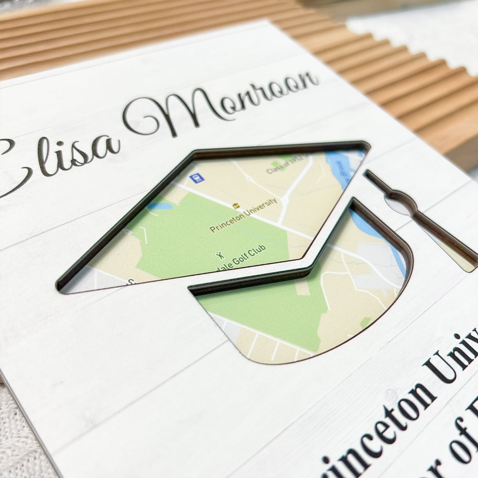 Graduation School Location Map - Personalized Wooden Plaque