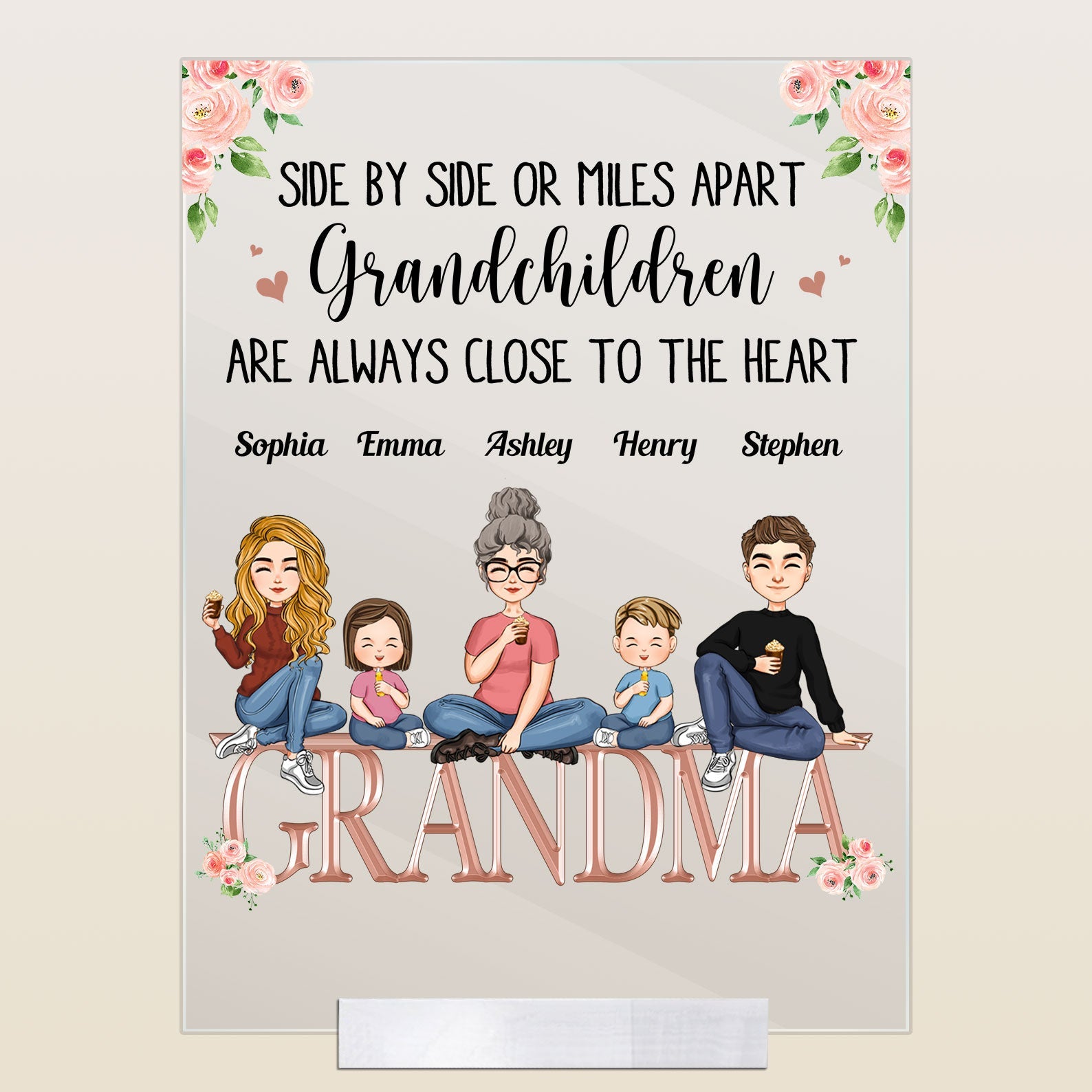 Grandchildren Are Always Close To The Heart - Personalized Acrylic Plaque - Birthday, New Year, Mother's Day Gift For Grandma, Nana, Gigi, Granny