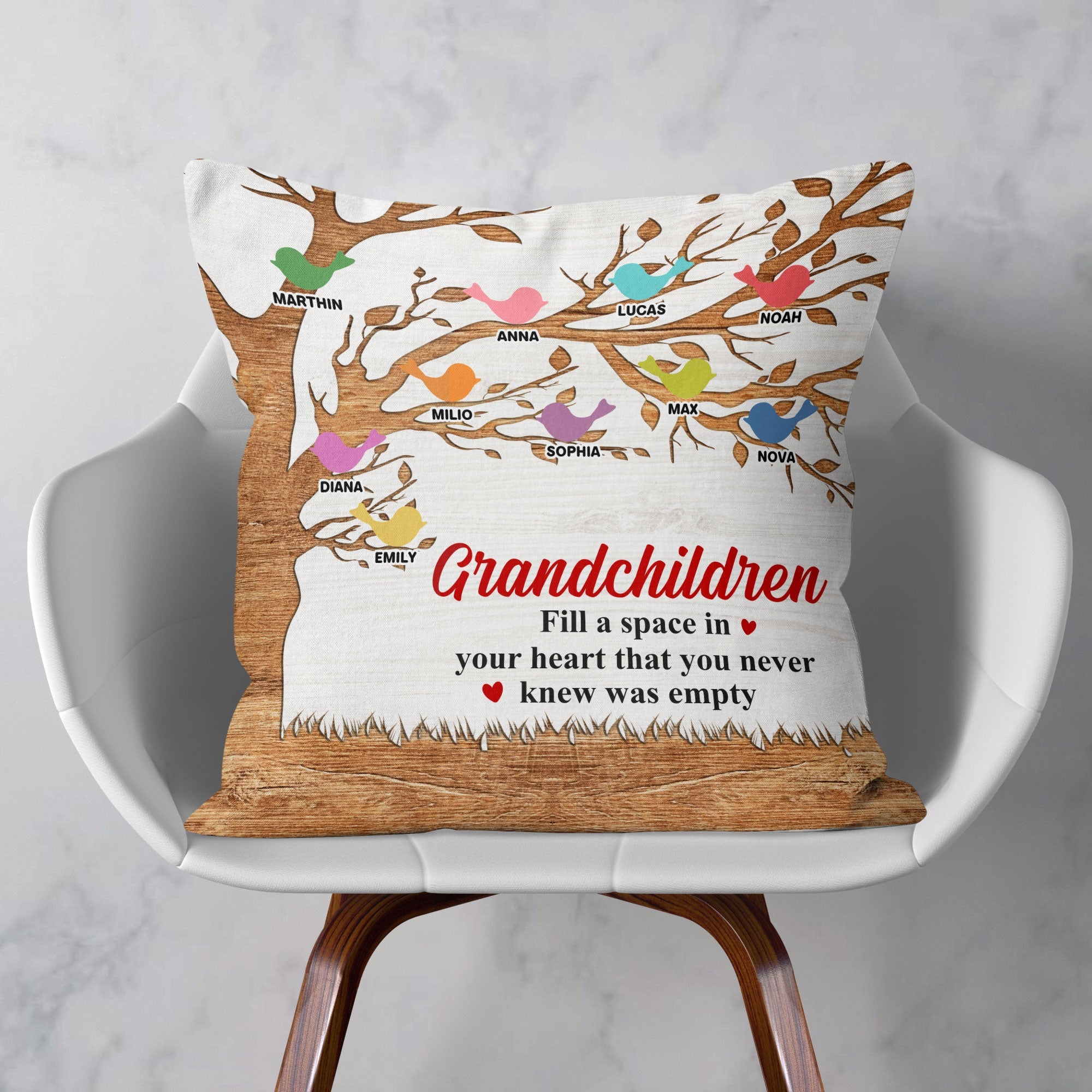 Grandchildren Fill A Space In Your Heart - Personalized Pillow (Insert Included)