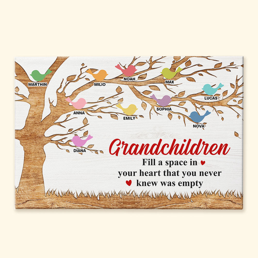 Grandchildren Fill A Space In Your Heart - Personalized Wrapped Canvas