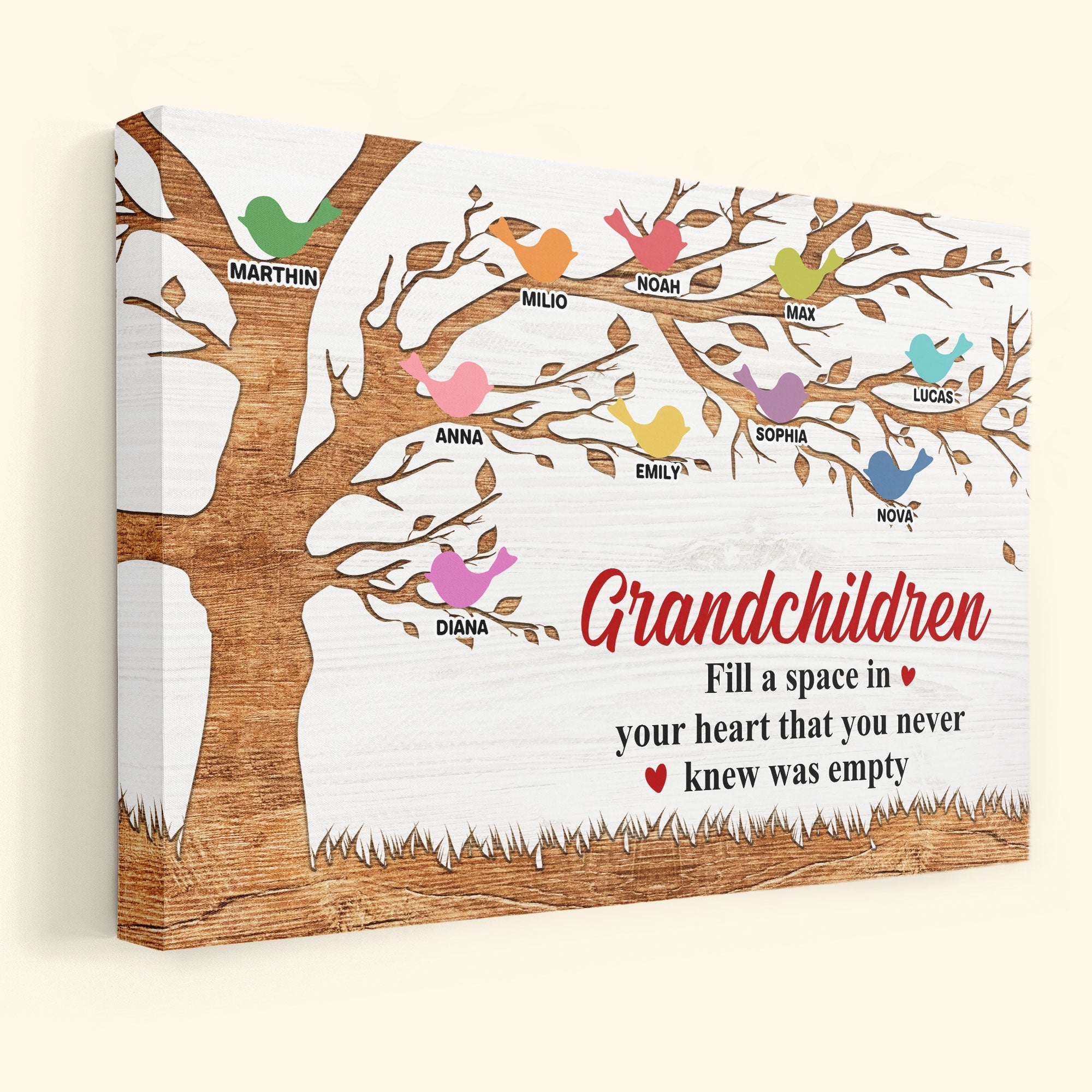 Grandchildren Fill A Space In Your Heart - Personalized Wrapped Canvas