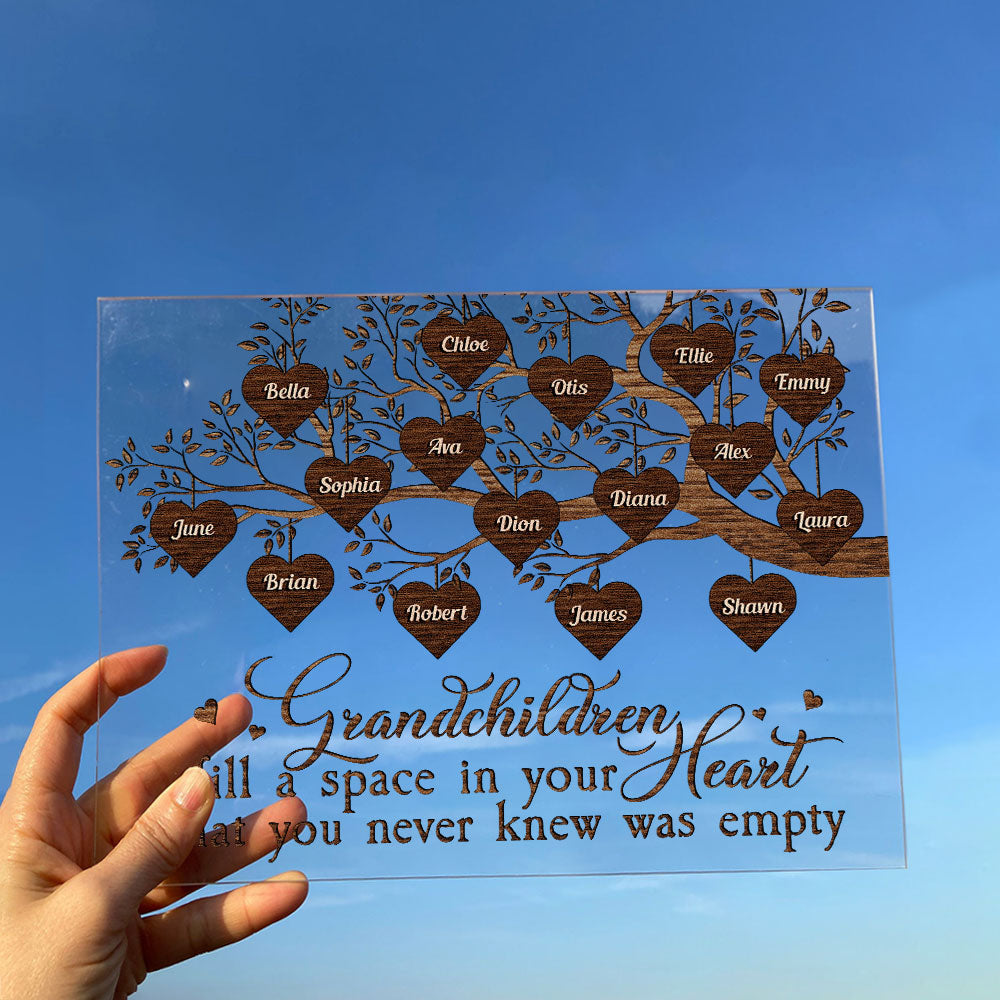 Grandchildren Fill The Space In Grandma's Heart - Personalized Acrylic Plaque