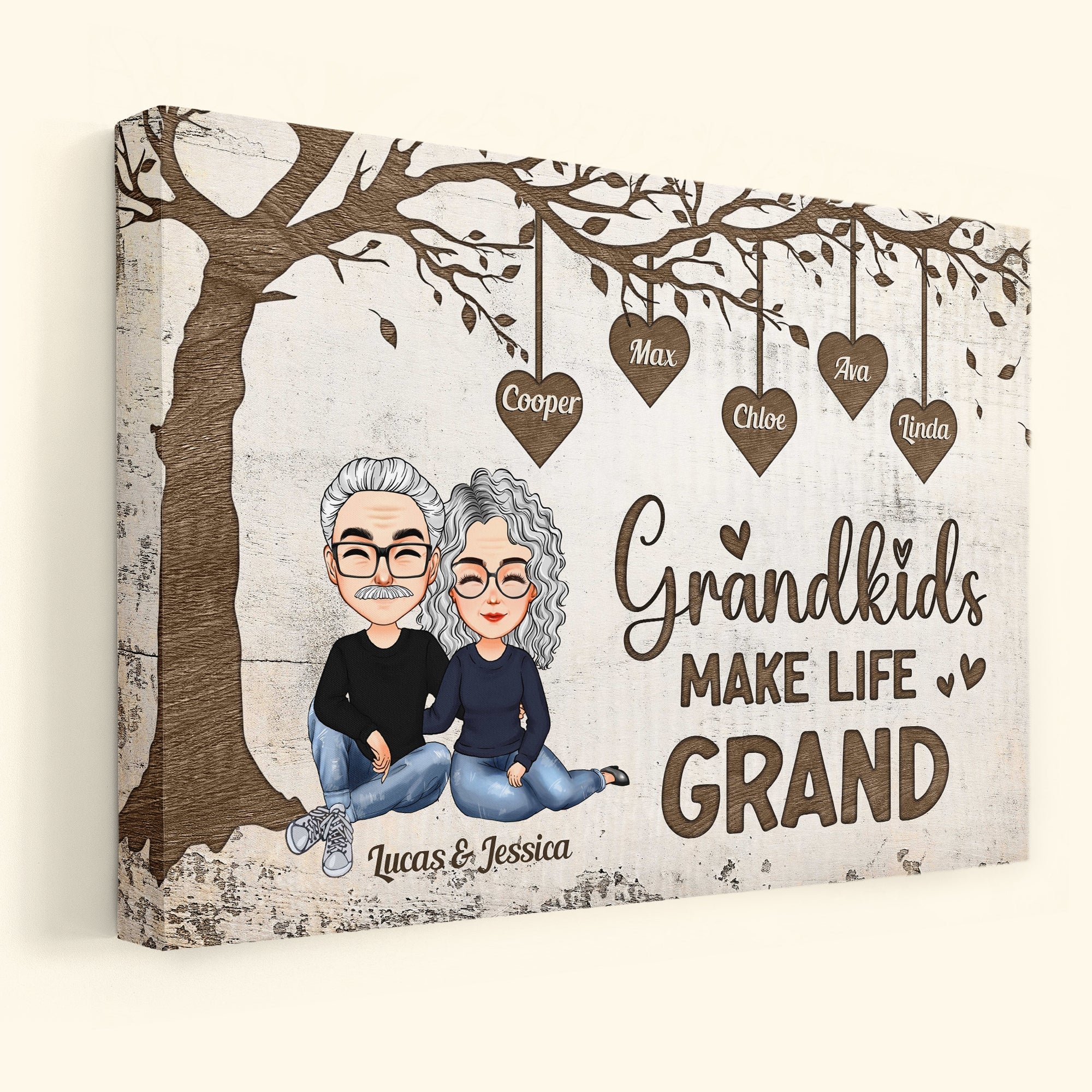 Grandkid Makes Life Grand - Personalized Wrapped Canvas