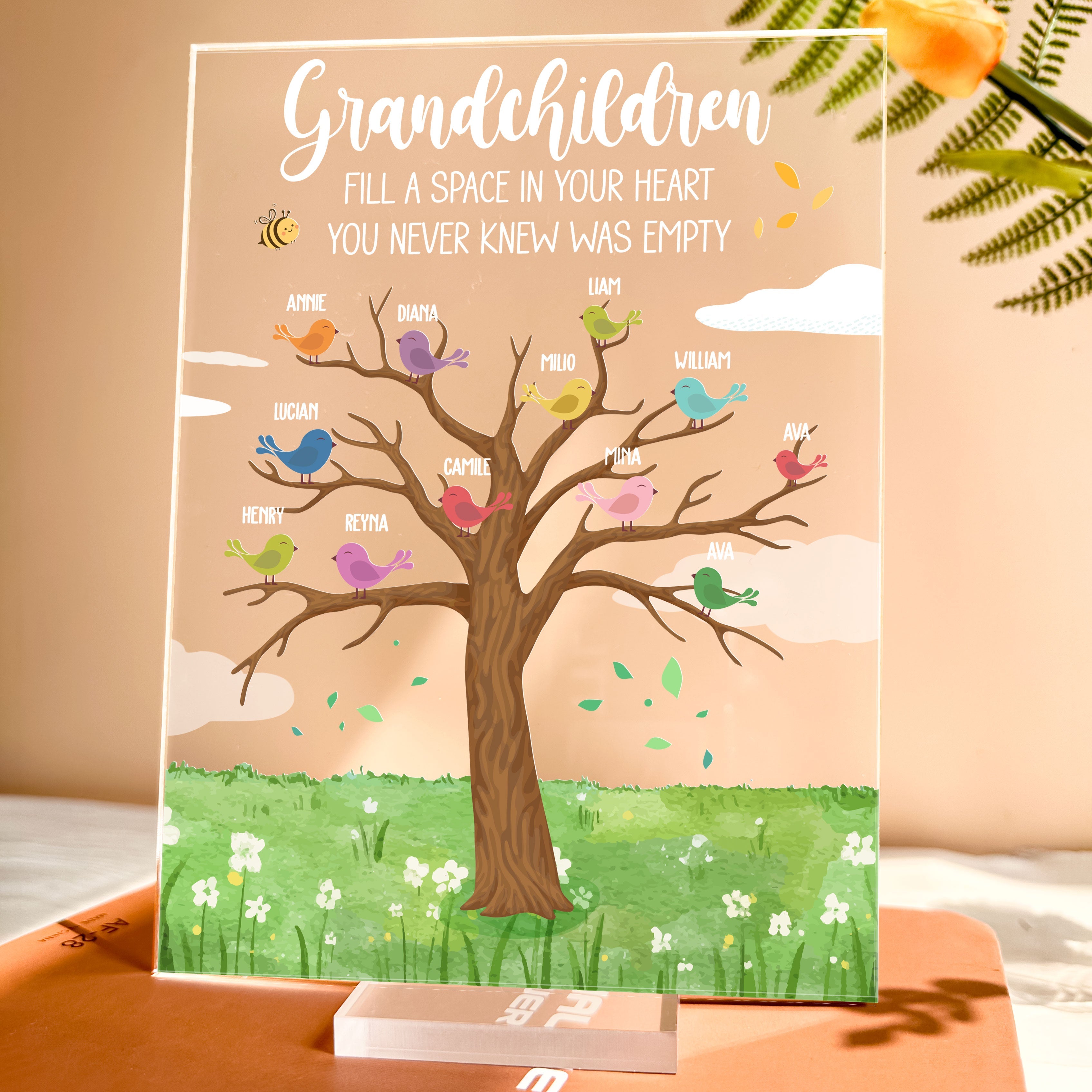 Grandkids Fill A Space In Your Heart - Personalized Acrylic Plaque