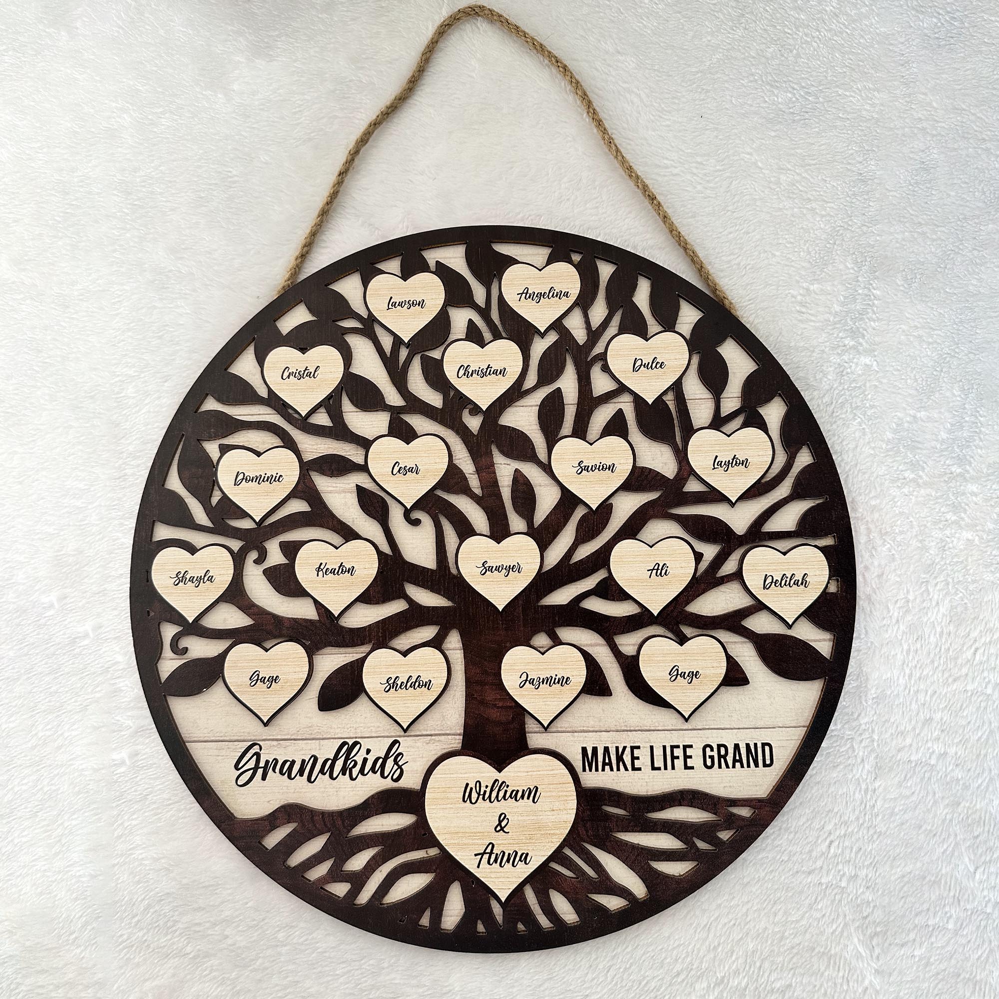 Grandkids Make Life Grand - Personalized 2 Layers Wood Sign