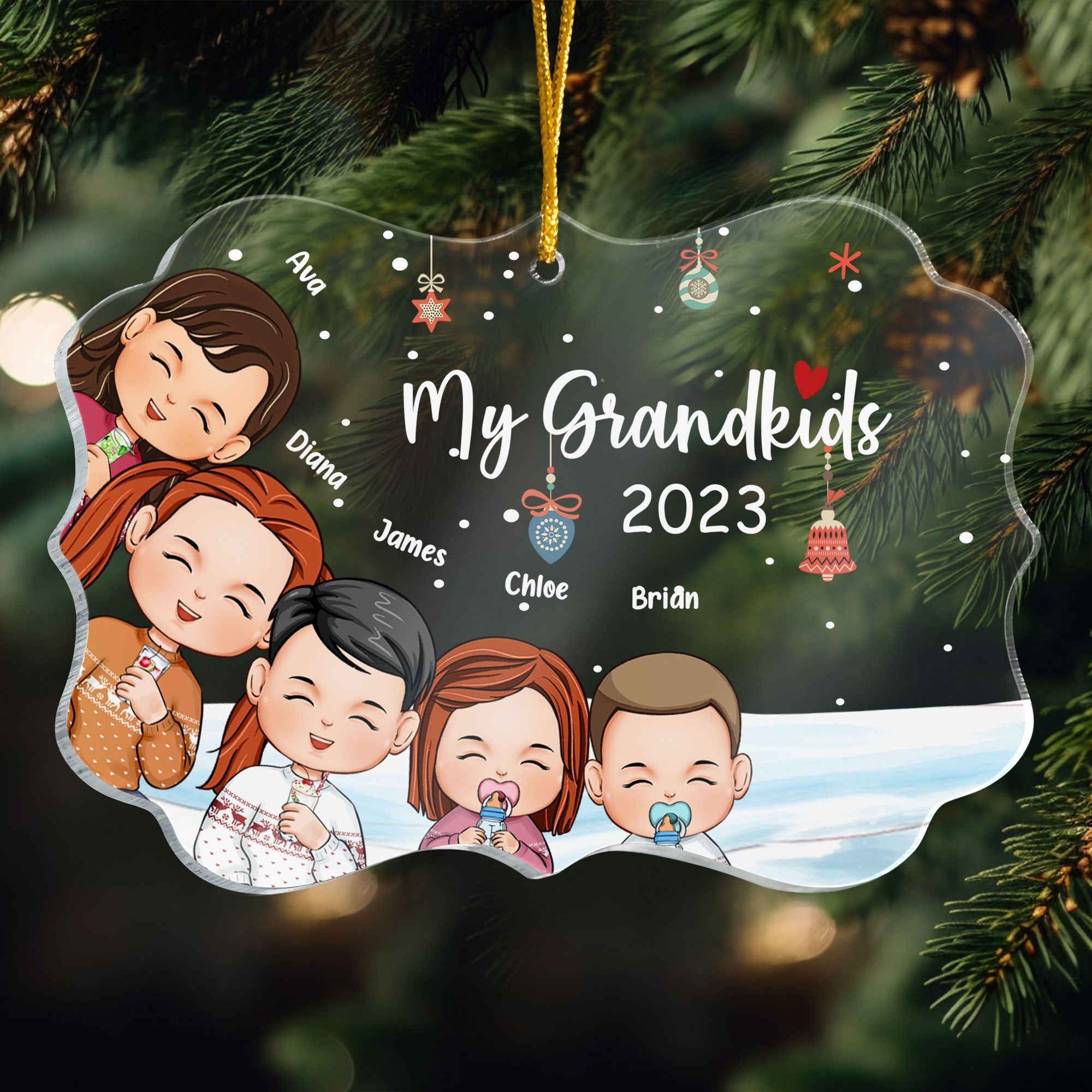 Grandkids Peeking Joyful - Personalized Acrylic Ornament