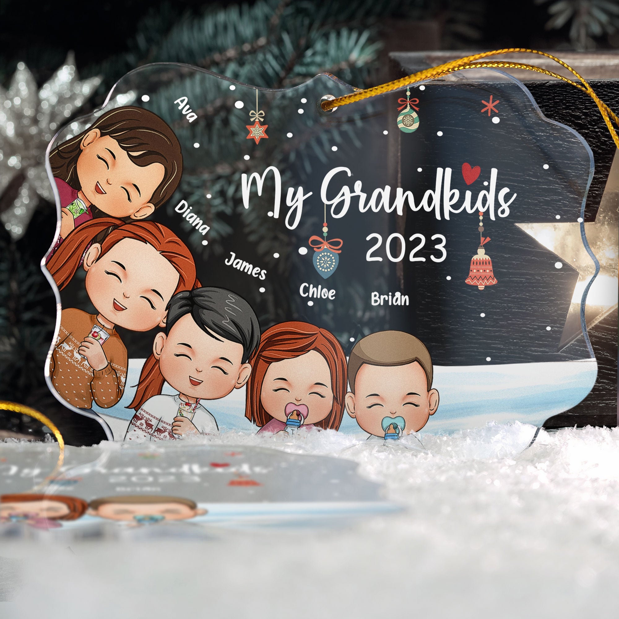 Grandkids Peeking Joyful - Personalized Acrylic Ornament