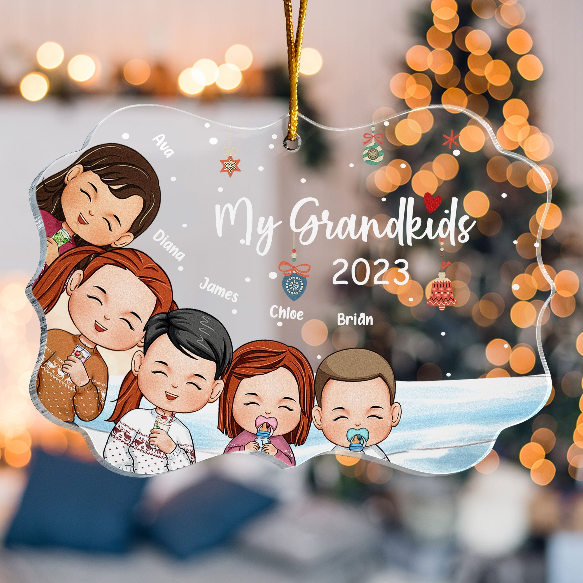 Grandkids Peeking Joyful - Personalized Acrylic Ornament