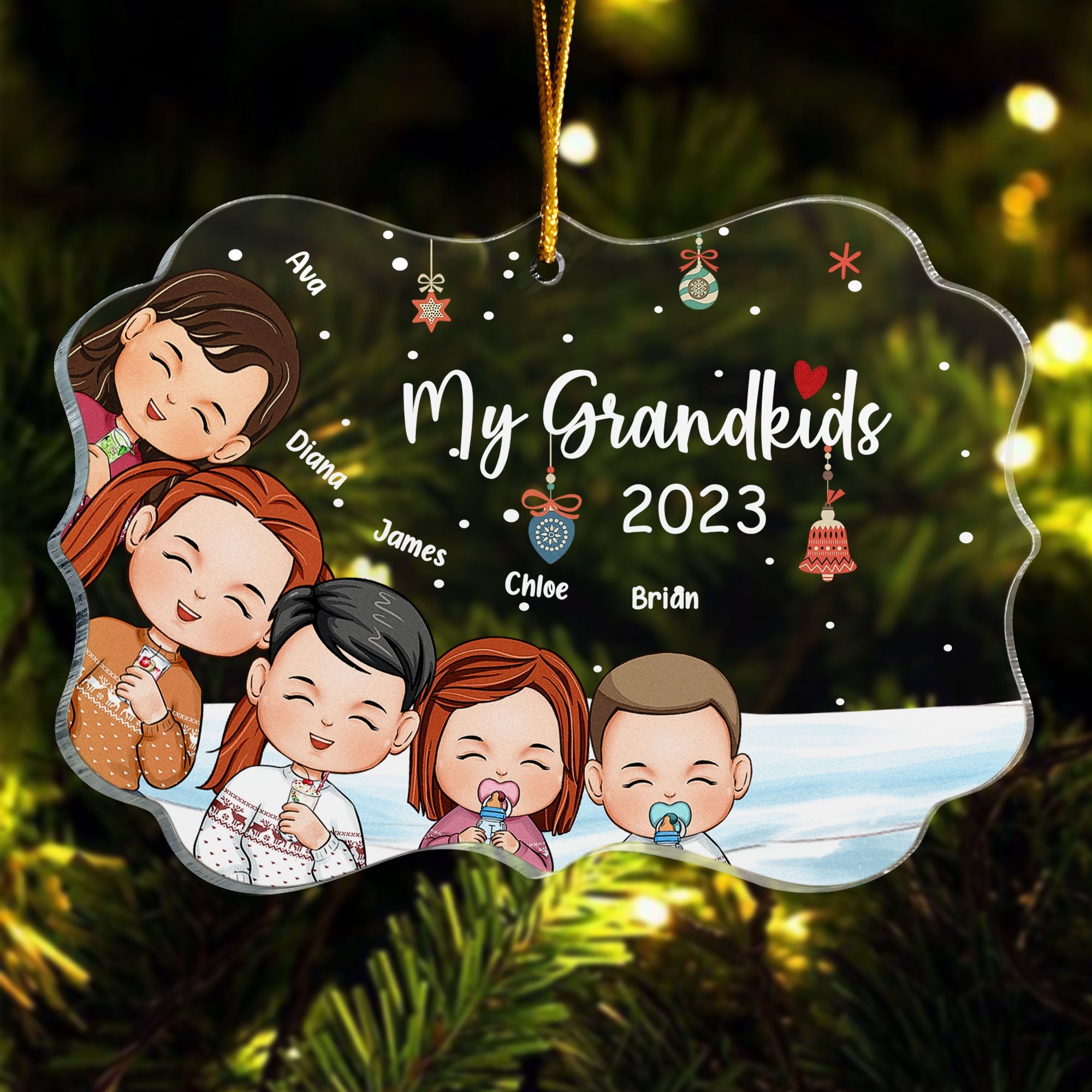 Grandkids Peeking Joyful - Personalized Acrylic Ornament