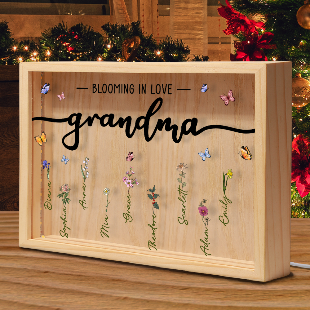 Grandma Blooming In Love - Personalized Frame Light Box