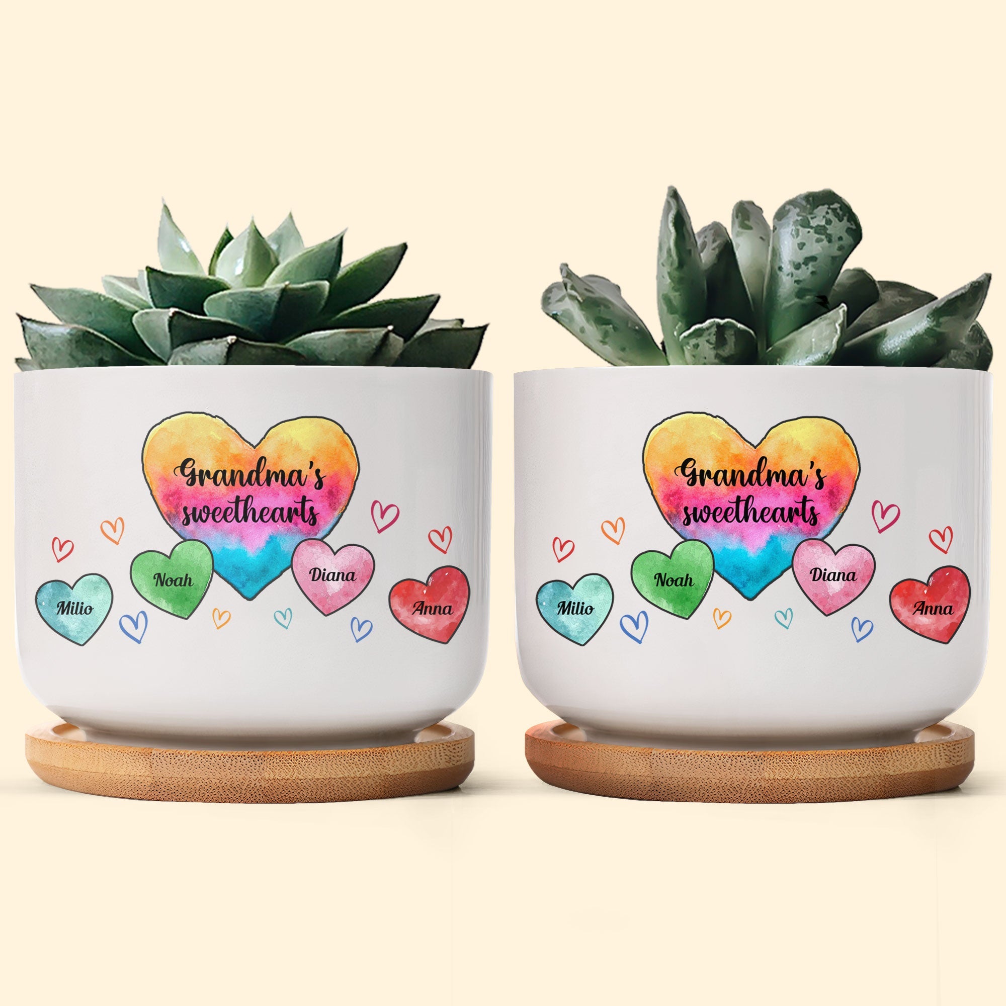 Grandma Mommy Sweethearts - Personalized Ceramic Plant Pot