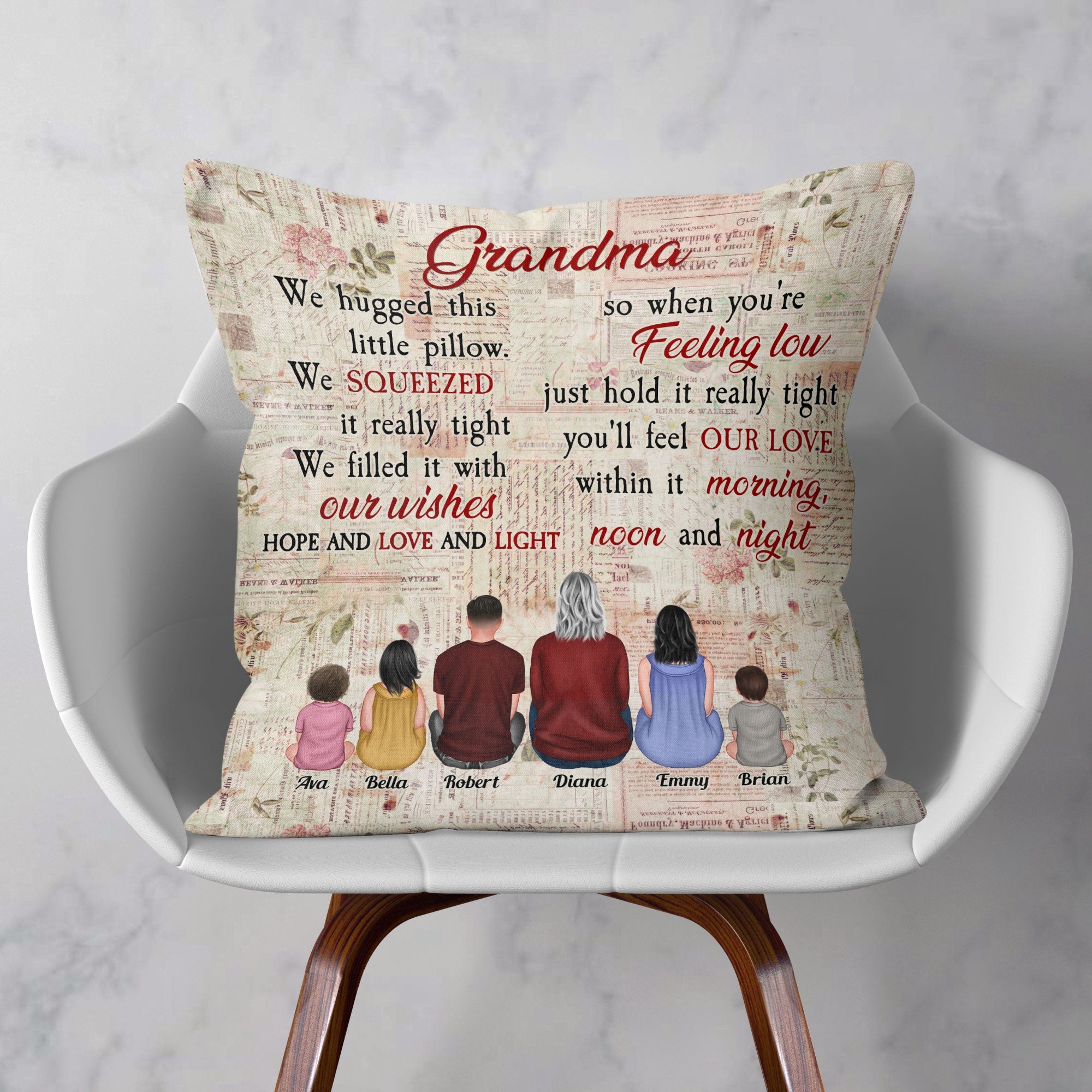 Grandma We Hugged This Little Pillow - Personalized Pillow (Insert Included) - Mothers Day Gift For Grandma, Nana, Gigi, Gma