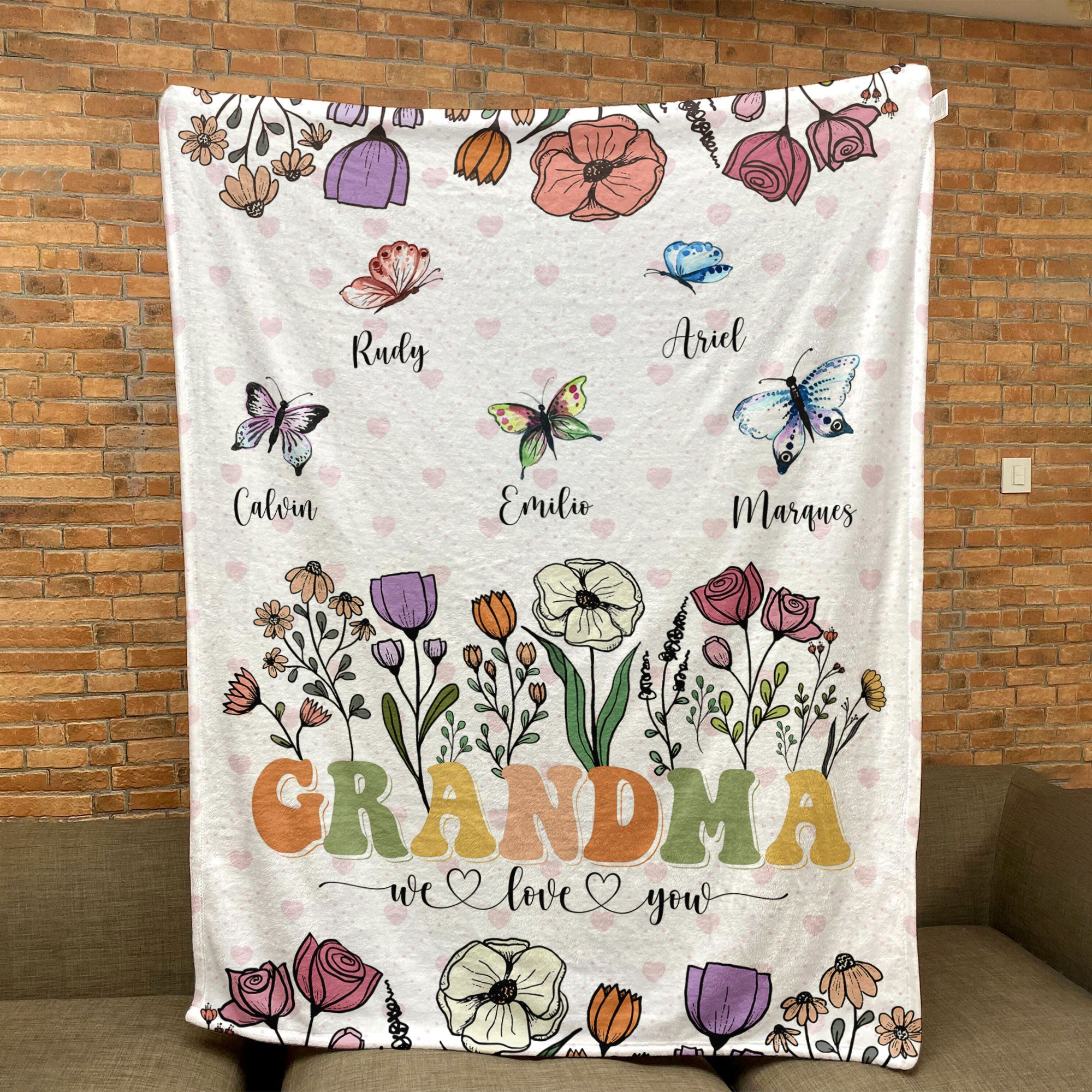 Grandma We Love You - Personalized Blanket