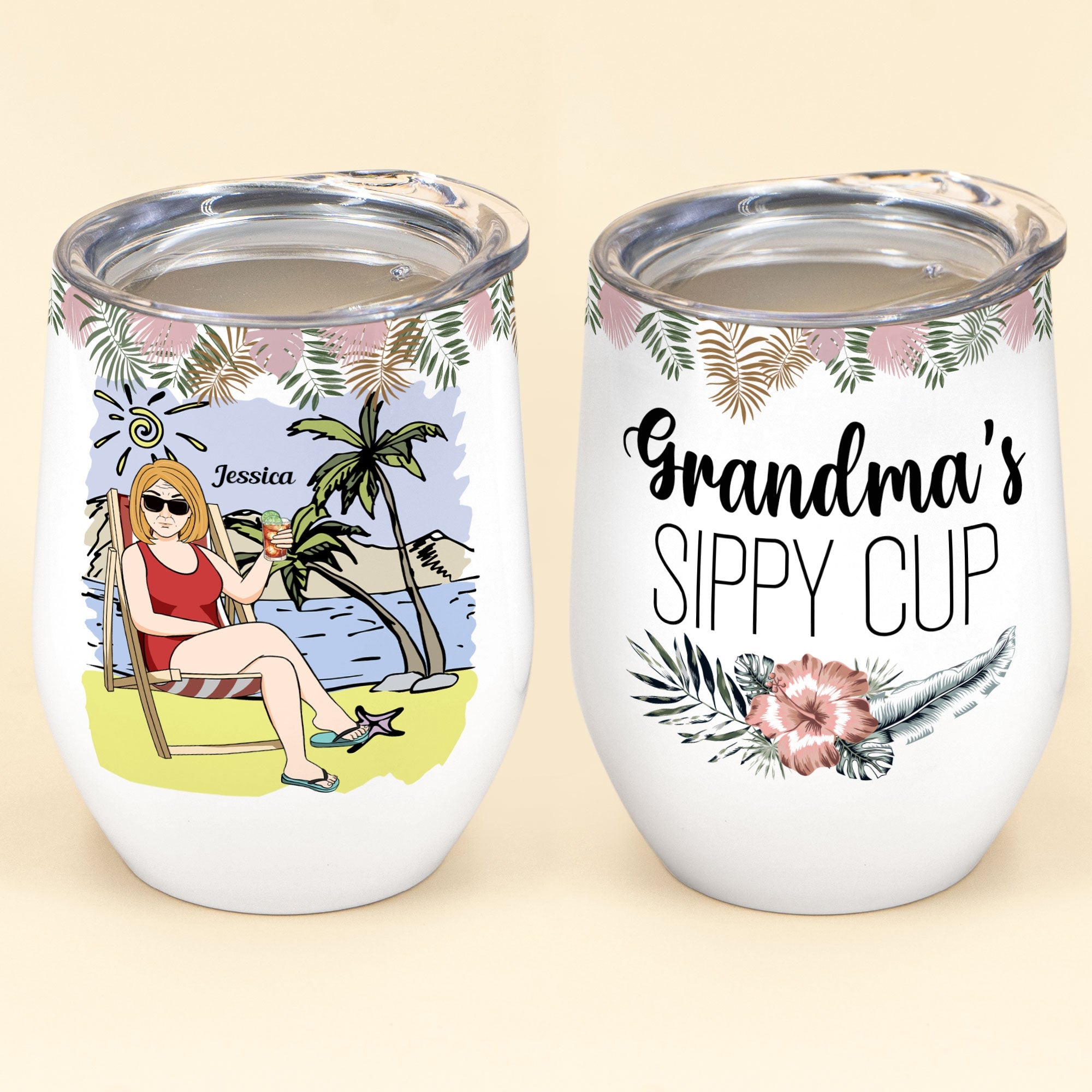 Grandma's Sippy Cup - Personalized Wine Tumbler - Birthday, Funny, Mother's Day, Summer Gift For Mom, Mother, Wife, Grandma, Nana