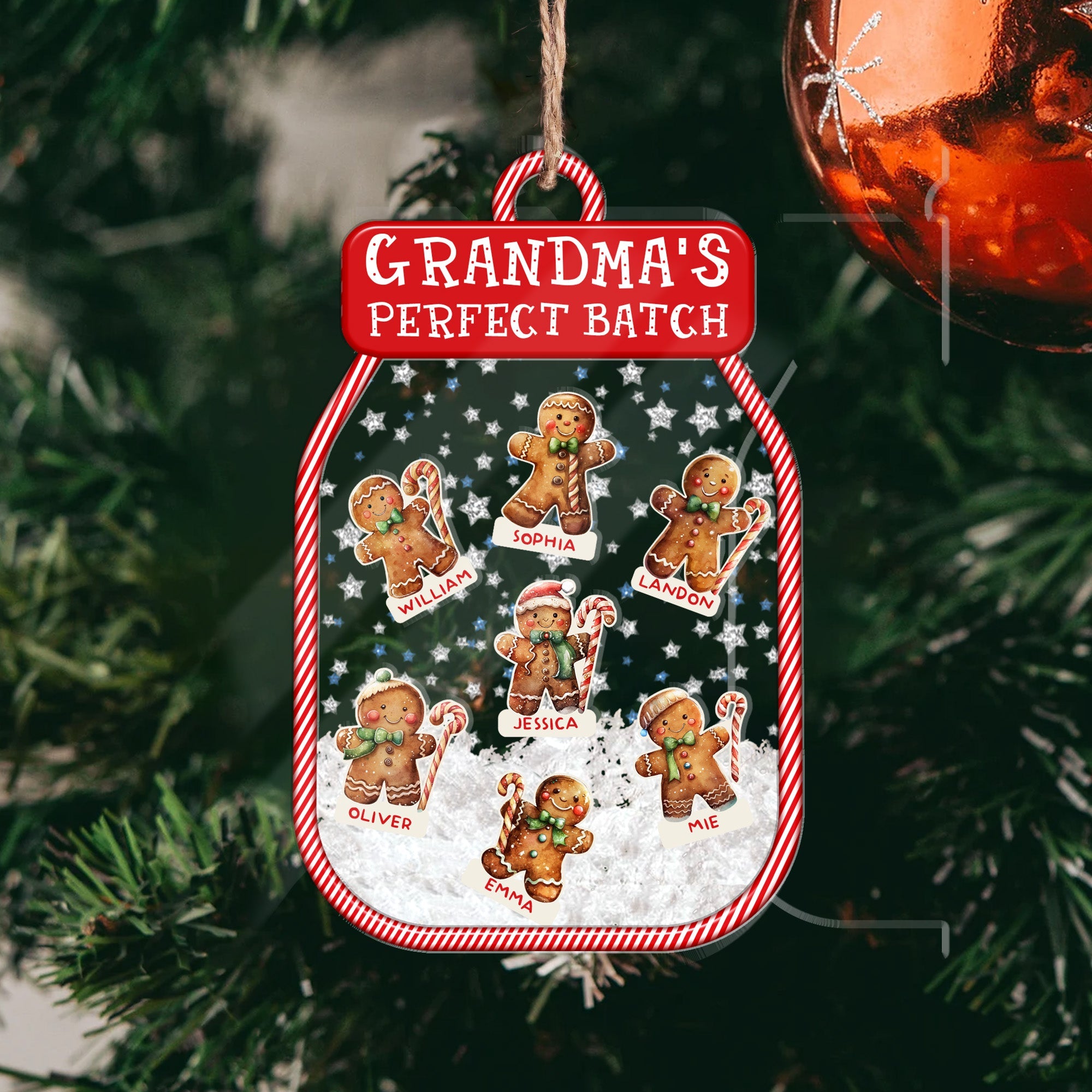 Grandma's Perfect Batch - Personalized 3 Layered Christmas Shaker Ornament