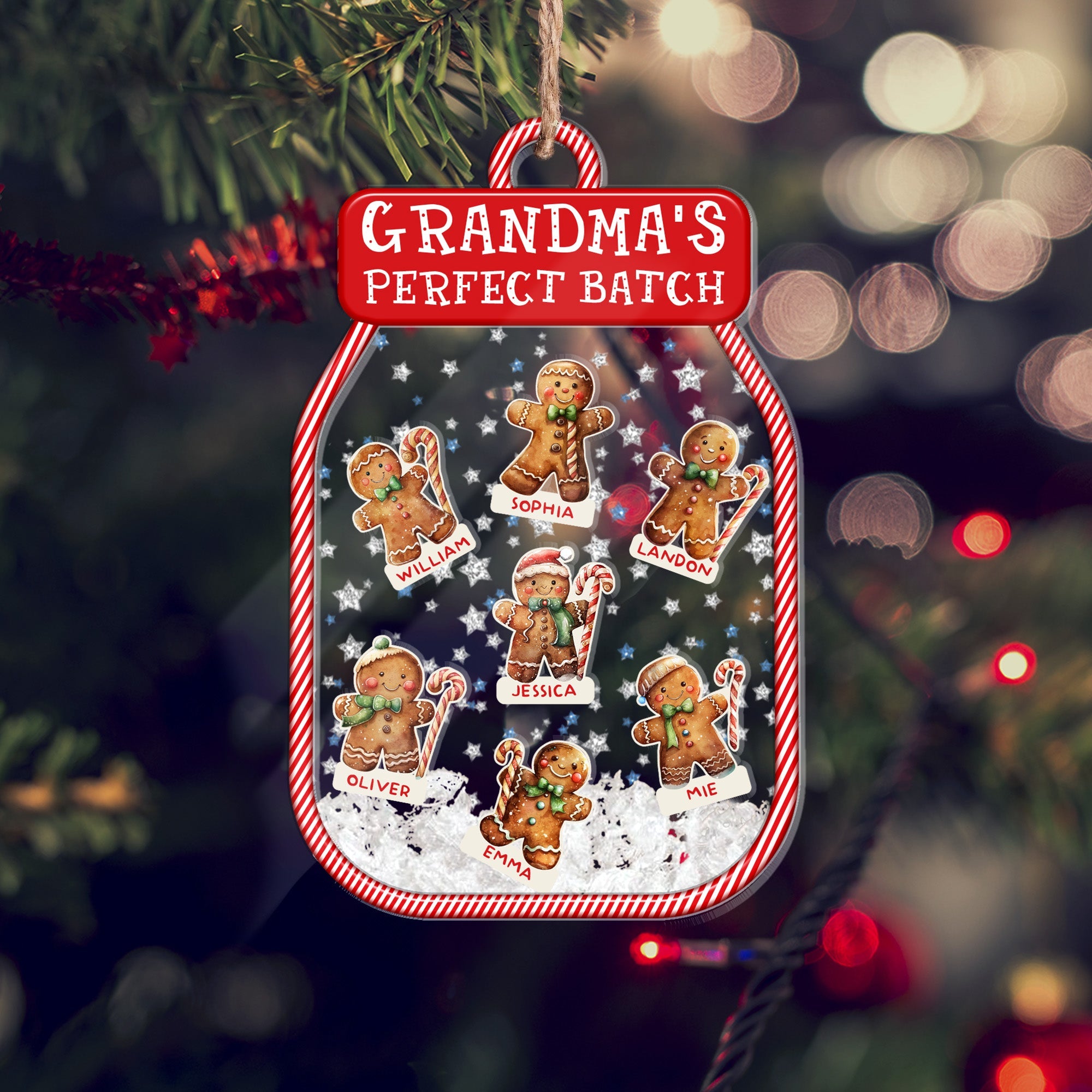 Grandma's Perfect Batch - Personalized 3 Layered Christmas Shaker Ornament