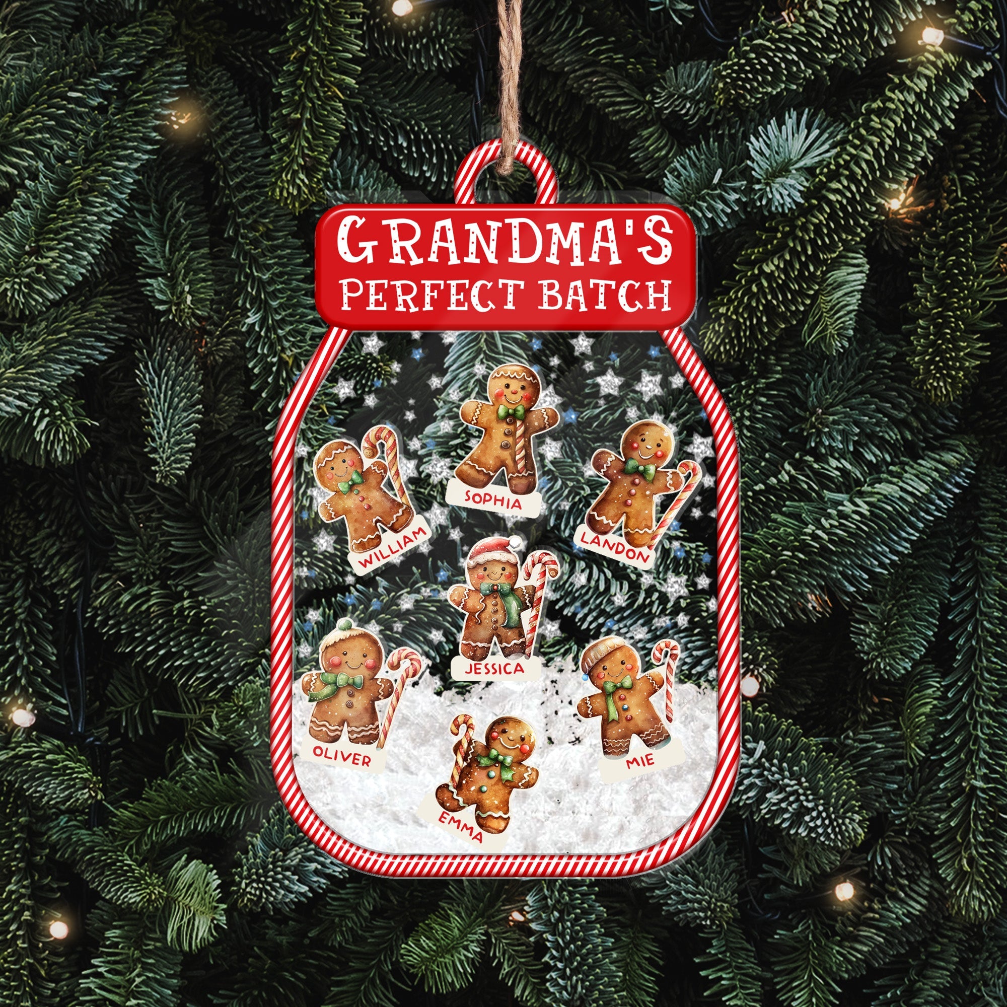 Grandma's Perfect Batch - Personalized 3 Layered Christmas Shaker Ornament