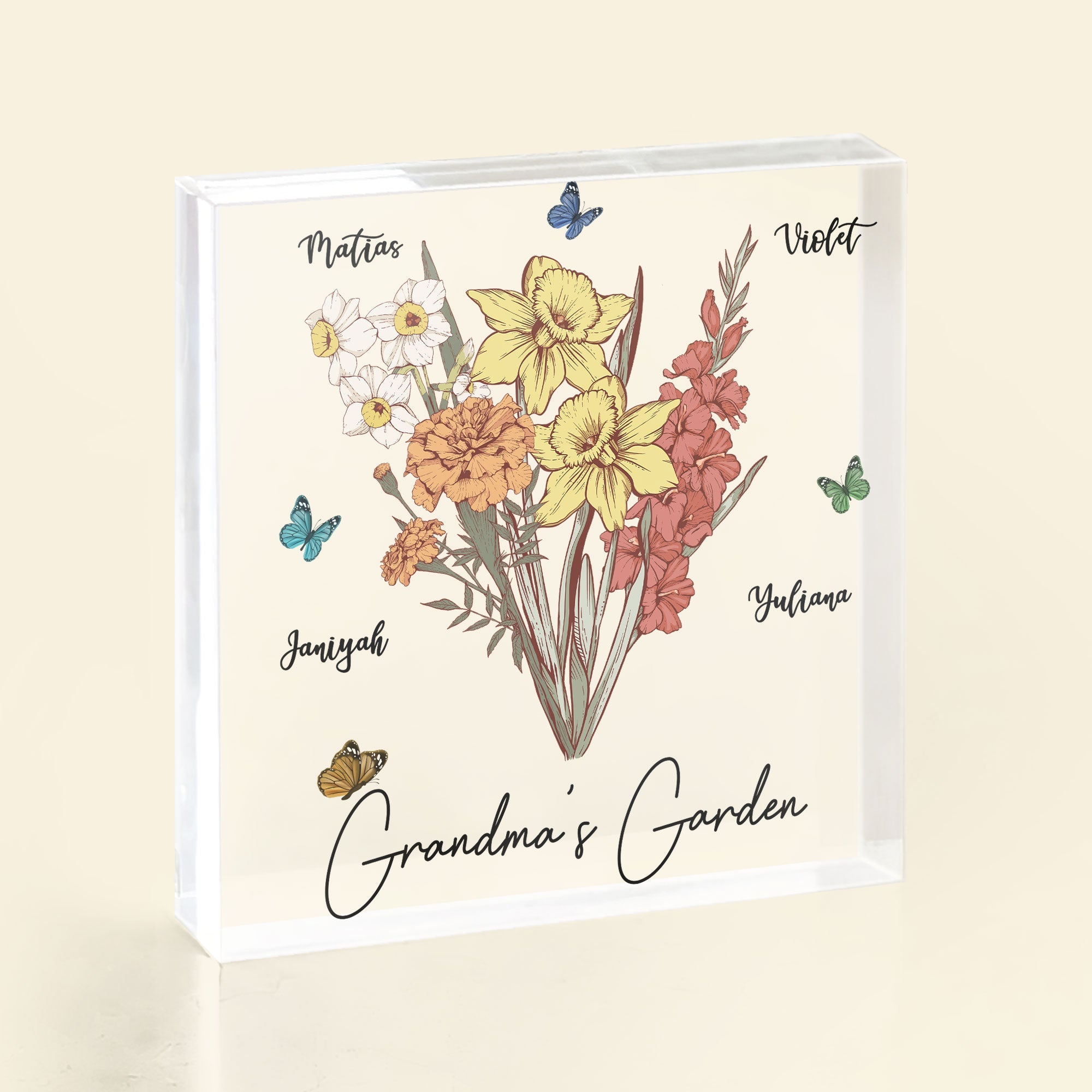 Grandma's Garden Birth Flowers - Personalized Acrylic Plaque