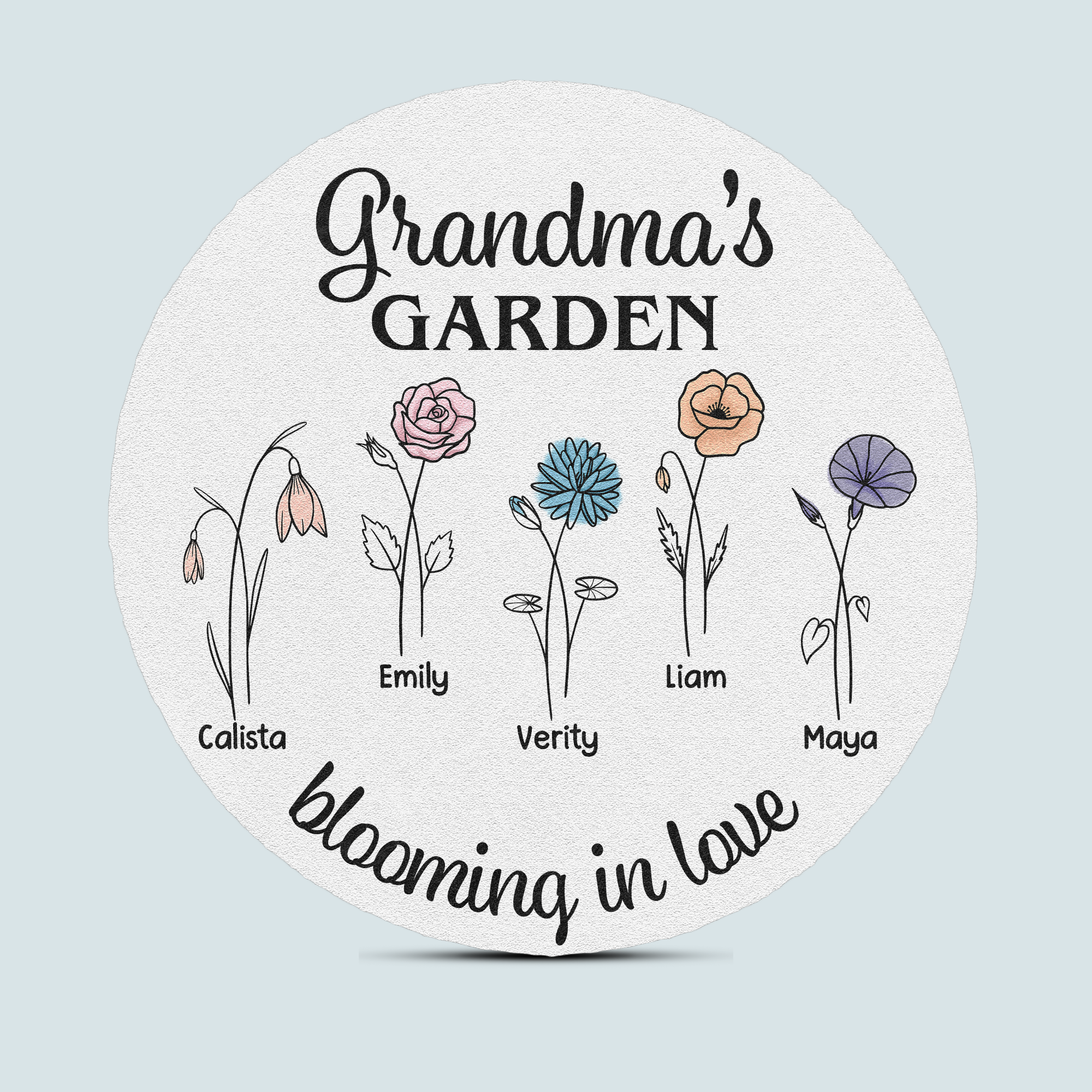 Grandma's Garden Blooming In Love - Personalized Garden Stone