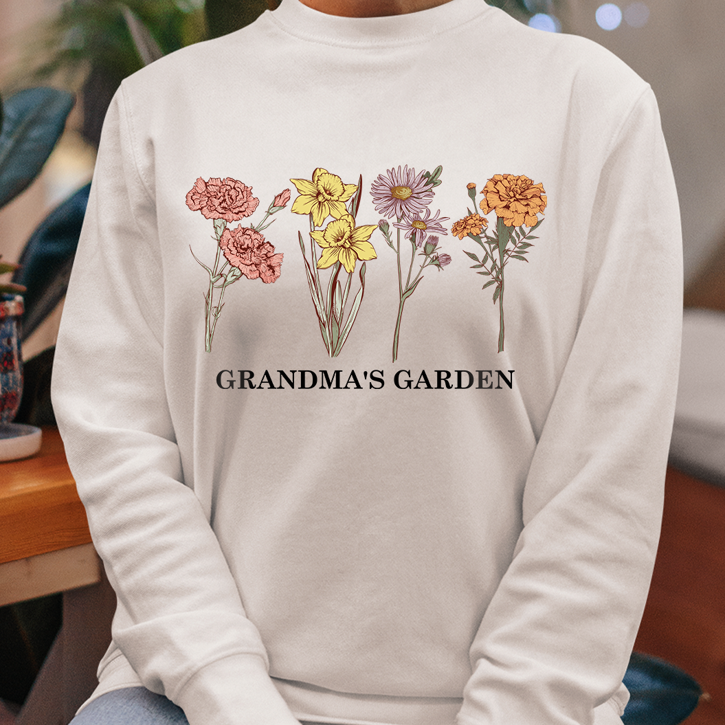 Grandma's Garden Custom Birth Month Flowers - Personalized Shirt