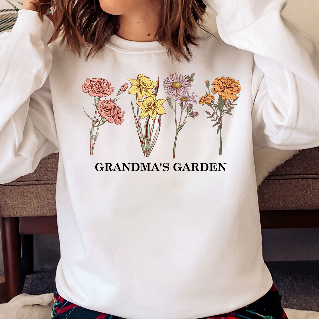 Grandma's Garden Custom Birth Month Flowers - Personalized Shirt