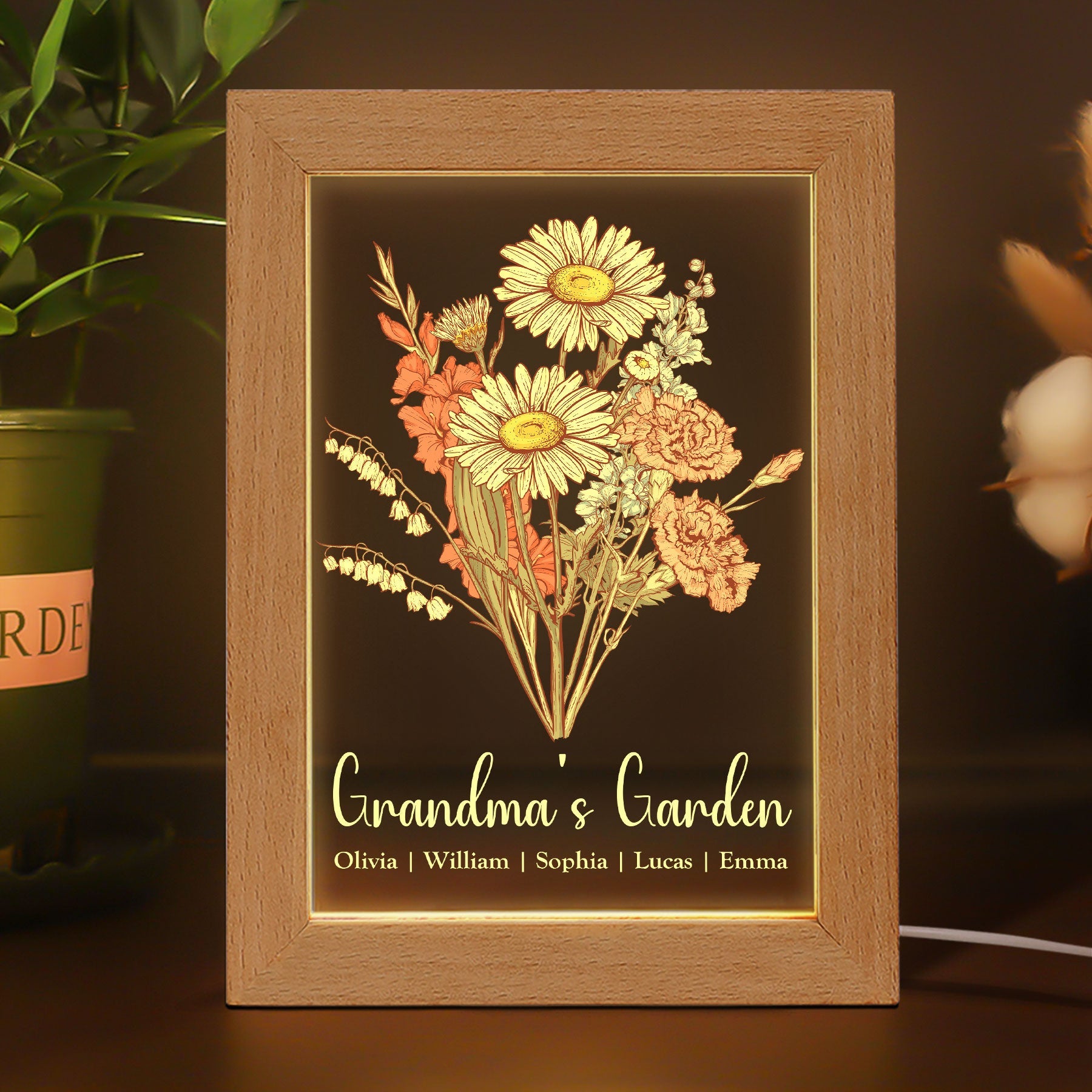 Grandma's Garden - Personalized Photo Frame Lamp