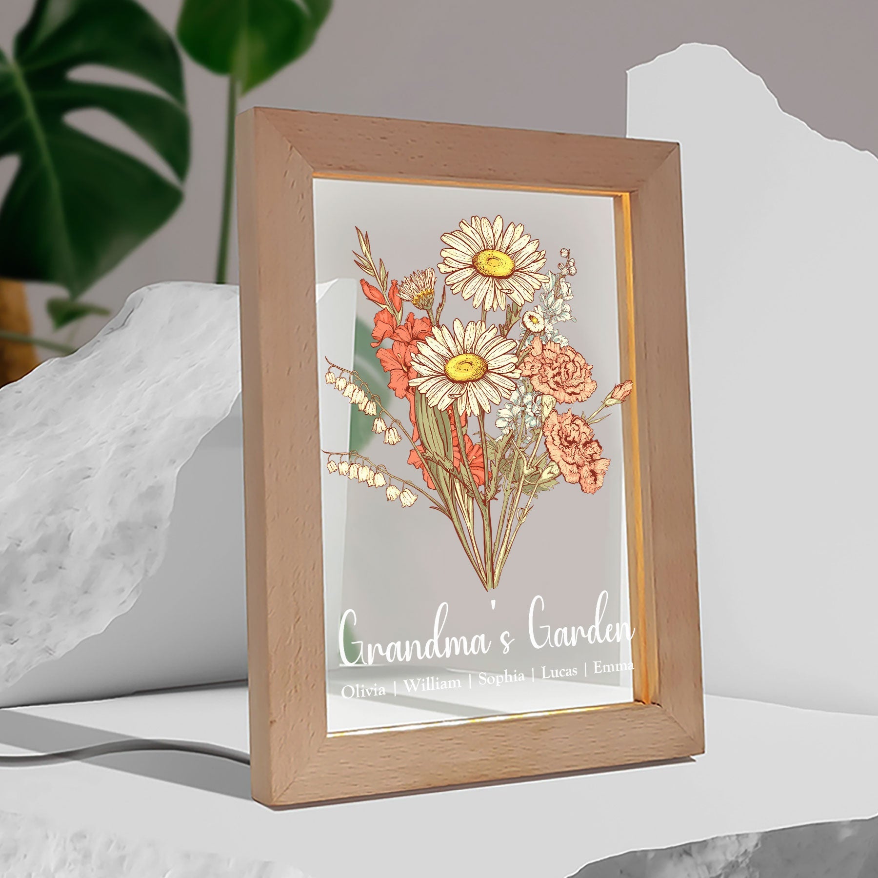 Grandma's Garden - Personalized Photo Frame Lamp