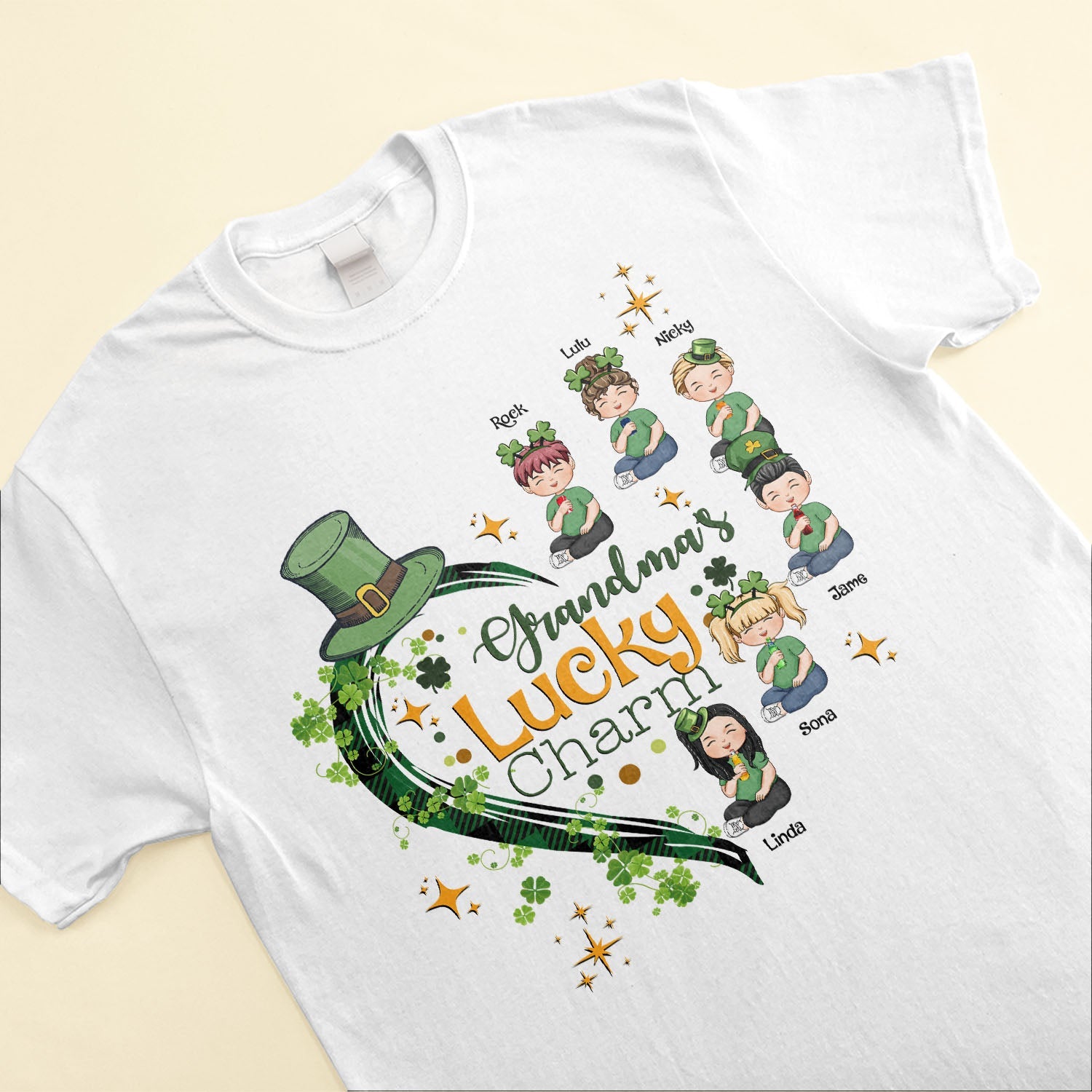 Grandma's Lucky Charm - Personalized Shirt - St. Patrick's Day, Birthday, Loving Gift For Grandma, Mom, Mother