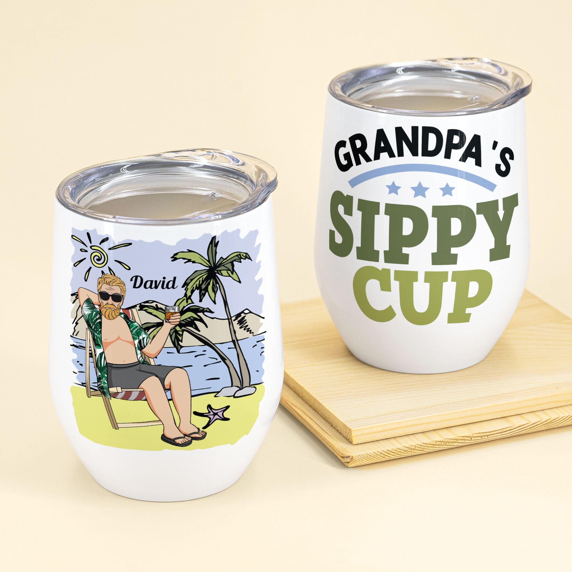 Grandpa's Sippy Cup - Personalized Wine Tumbler - Birhday, Funny, Father's Day, Summer Gift For Husband, Dad, Father, Papa