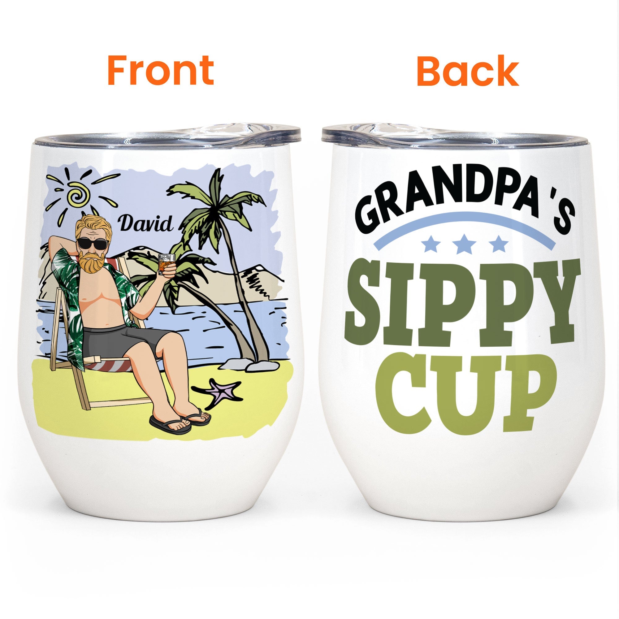 Grandpa's Sippy Cup - Personalized Wine Tumbler - Birhday, Funny, Father's Day, Summer Gift For Husband, Dad, Father, Papa