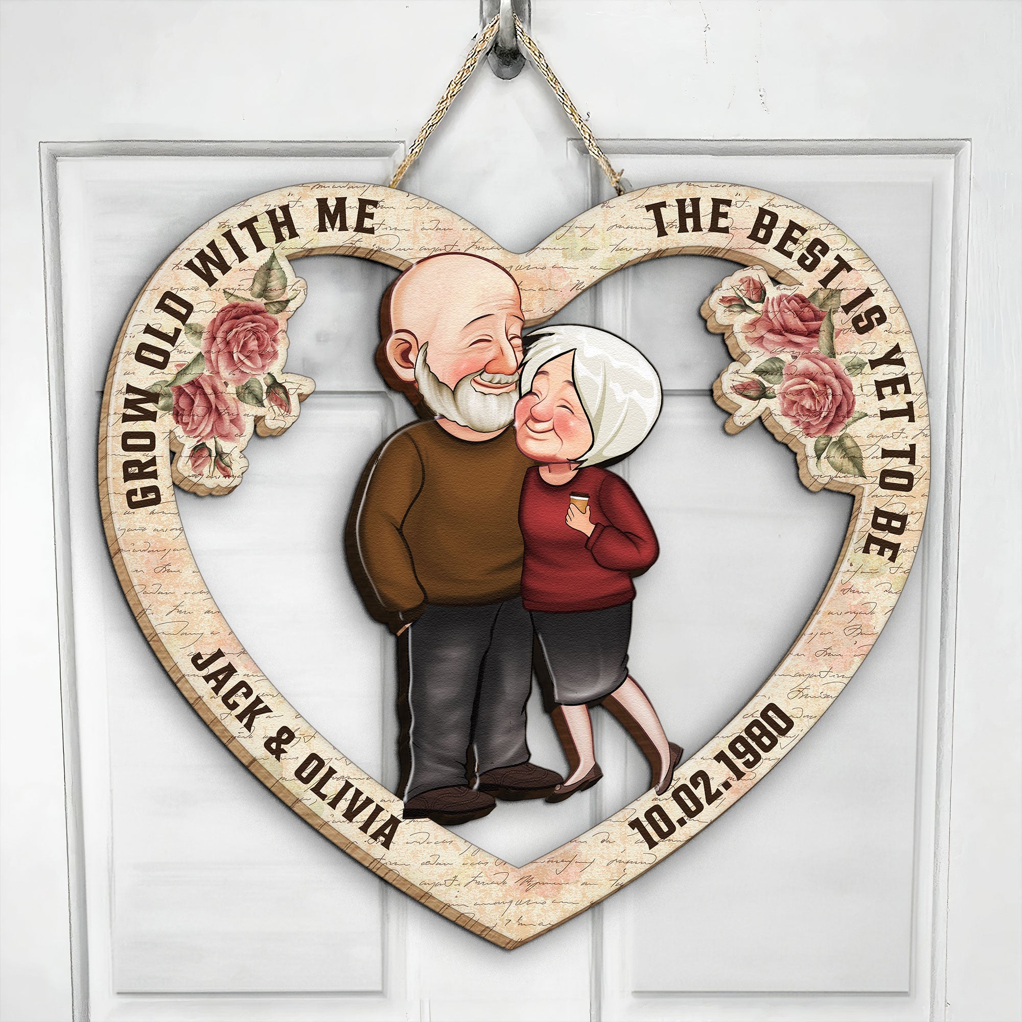 Grow Old With Me Old Couples Anniversary - Personalized Wood Sign