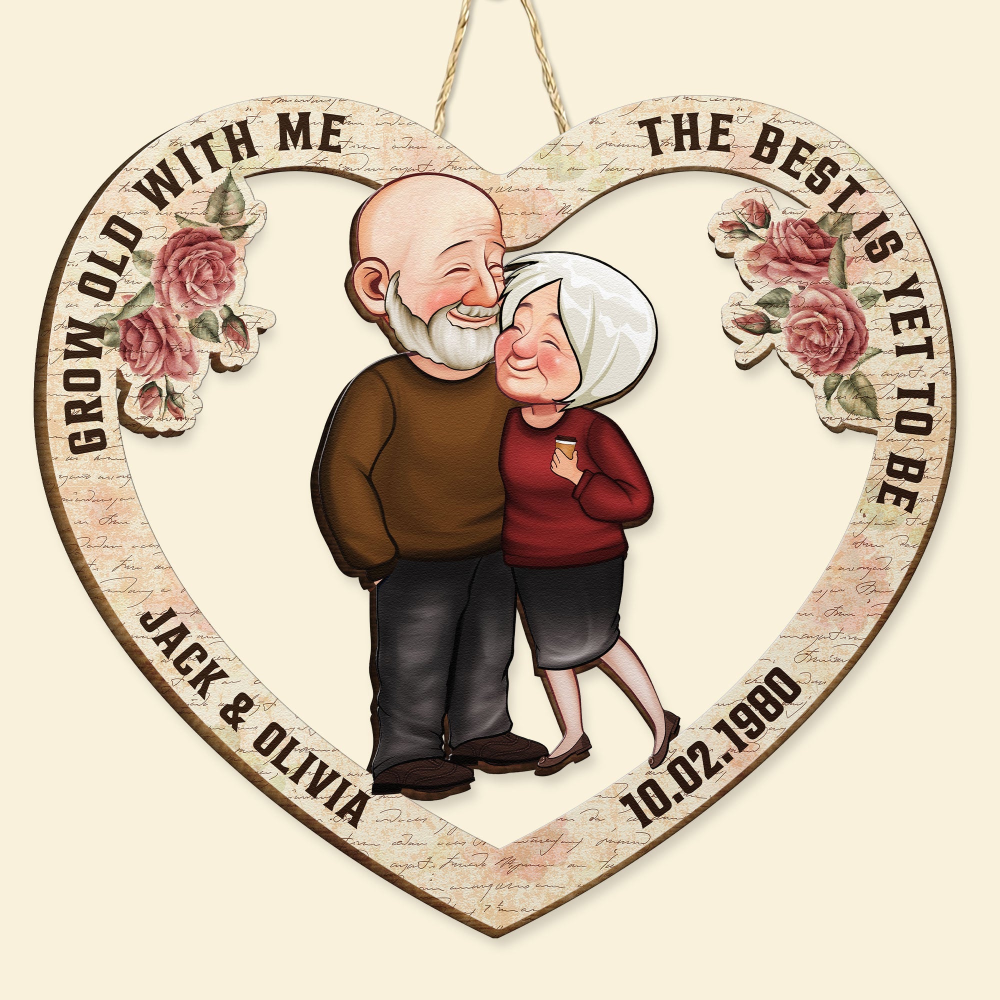 Grow Old With Me Old Couples Anniversary - Personalized Wood Sign