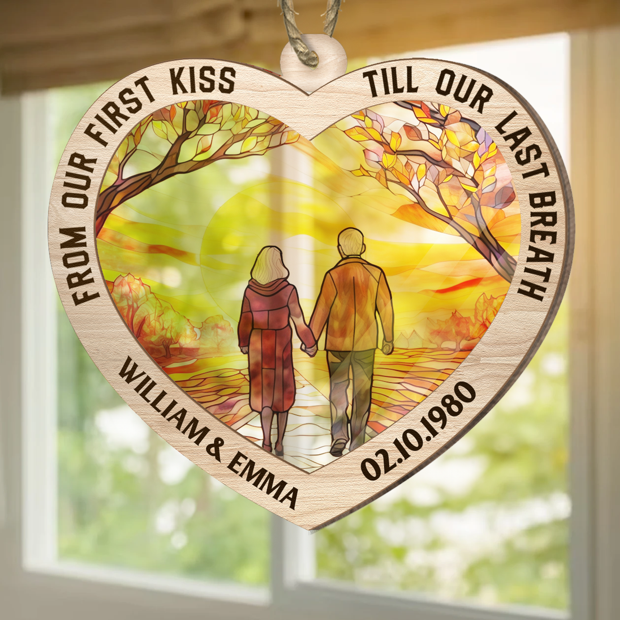 Grow Old With Me The Best Is Yet To Be Anniversary - Personalized Suncatcher Ornament