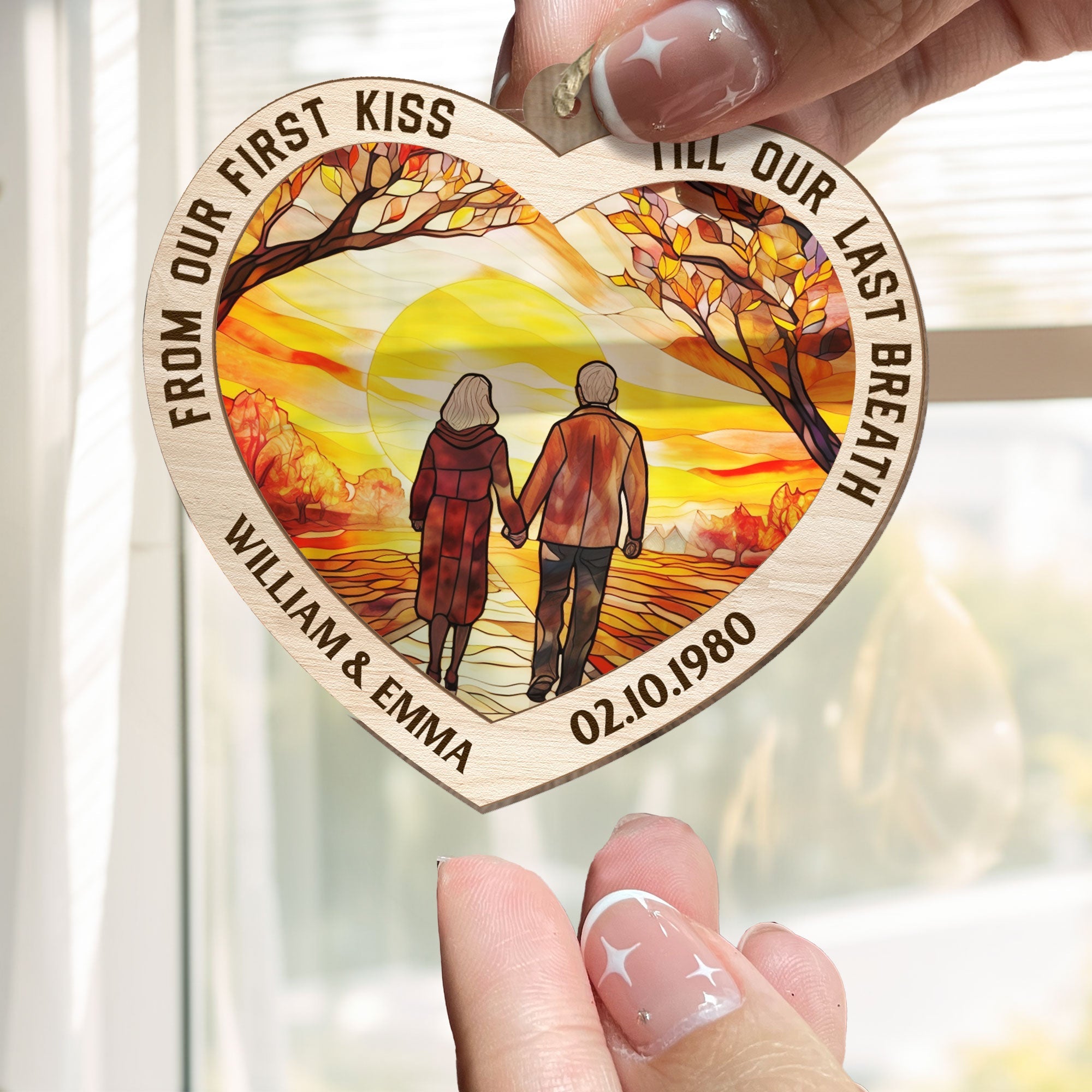 Grow Old With Me The Best Is Yet To Be Anniversary - Personalized Suncatcher Ornament