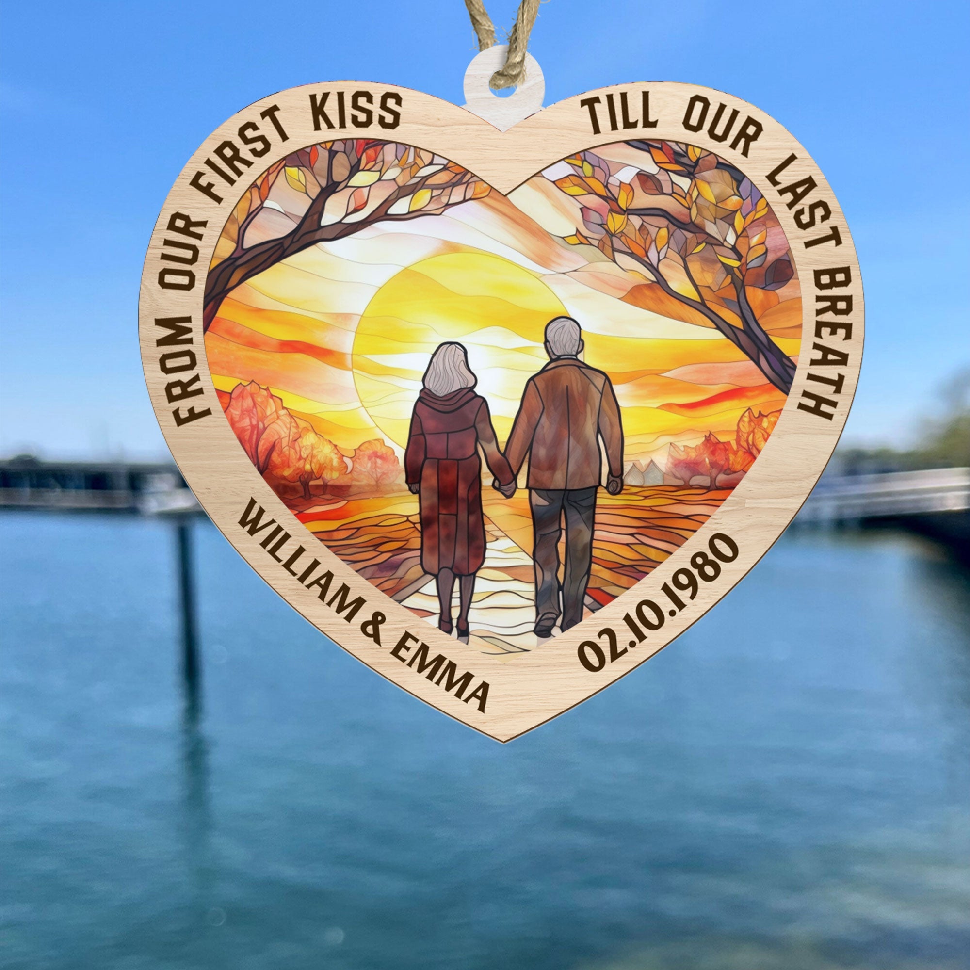 Grow Old With Me The Best Is Yet To Be Anniversary - Personalized Suncatcher Ornament