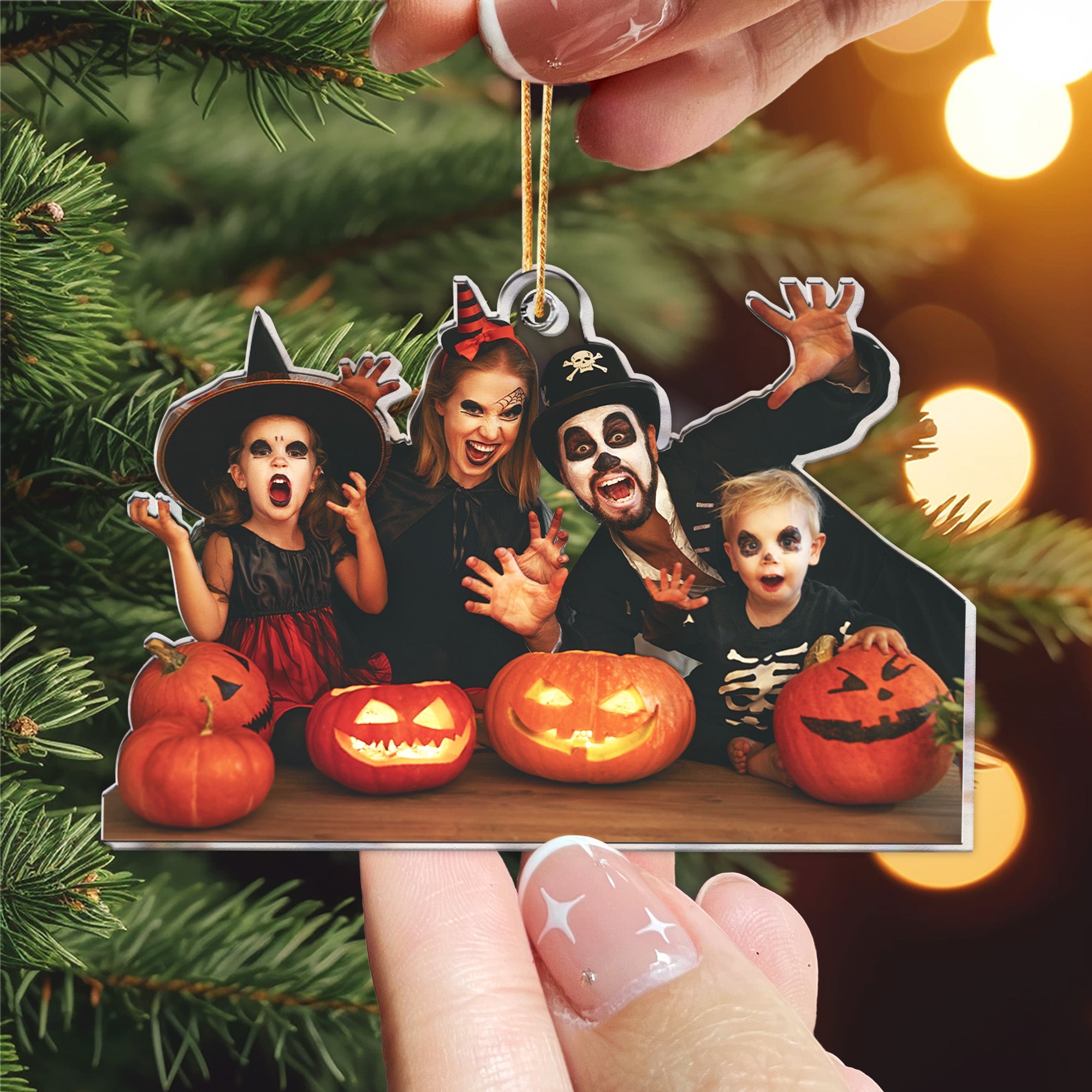 Halloween Happy Family - Personalized Acrylic Photo Ornament