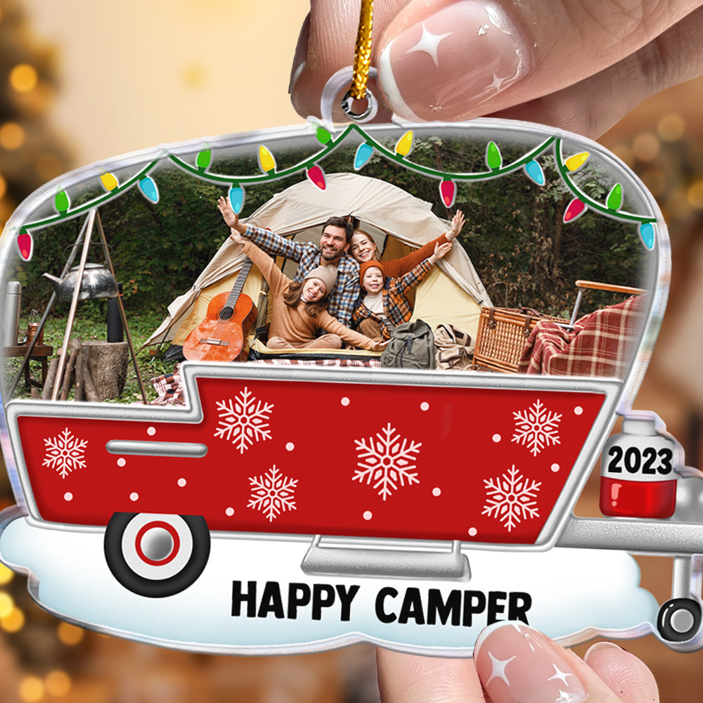 Happy Camper - Personalized Acrylic Photo Ornament