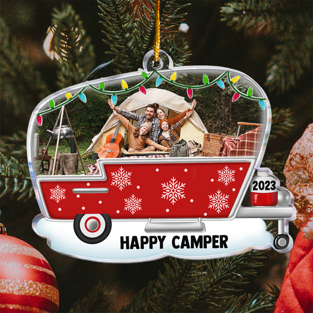 Happy Camper - Personalized Acrylic Photo Ornament