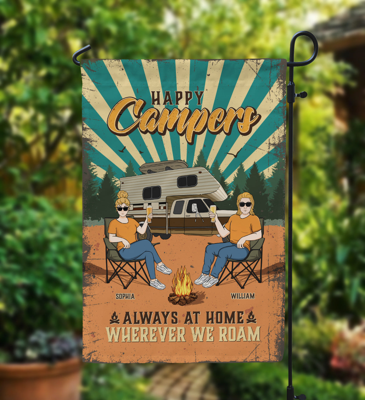 Happy Camper - Personalized Flag - Gift For Camping Lover, Camper