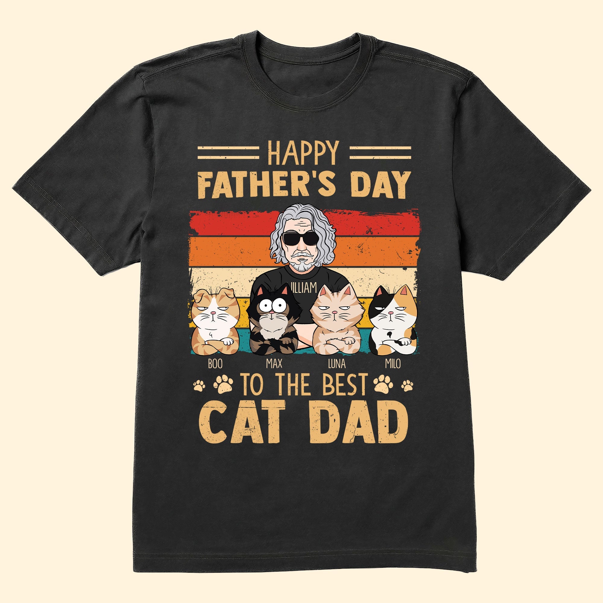 Happy Father's Day To The Best Cat Dad - Personalized Shirt