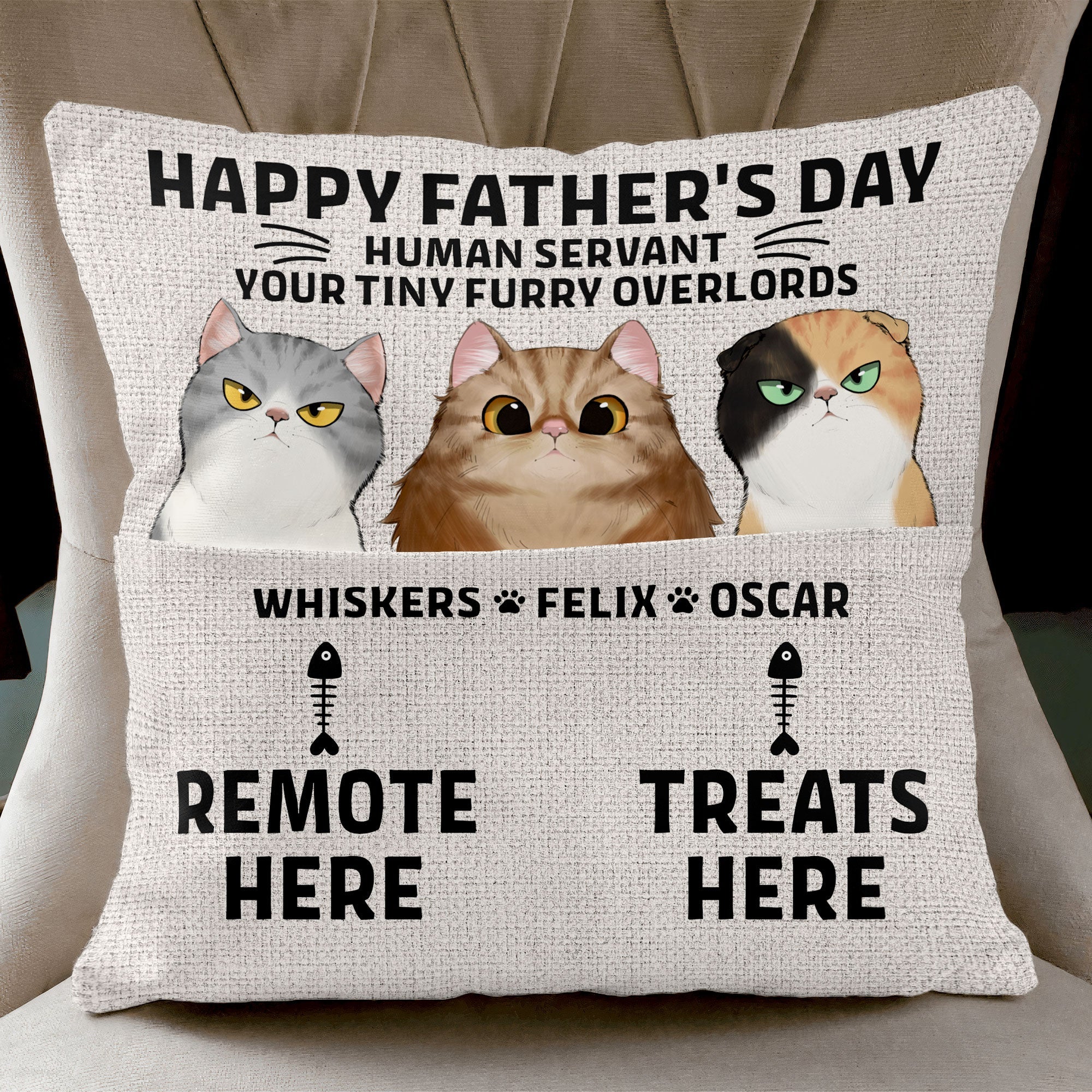 Happy Father's Day Human Servant - Personalized Pocket Pillow (Insert Included)