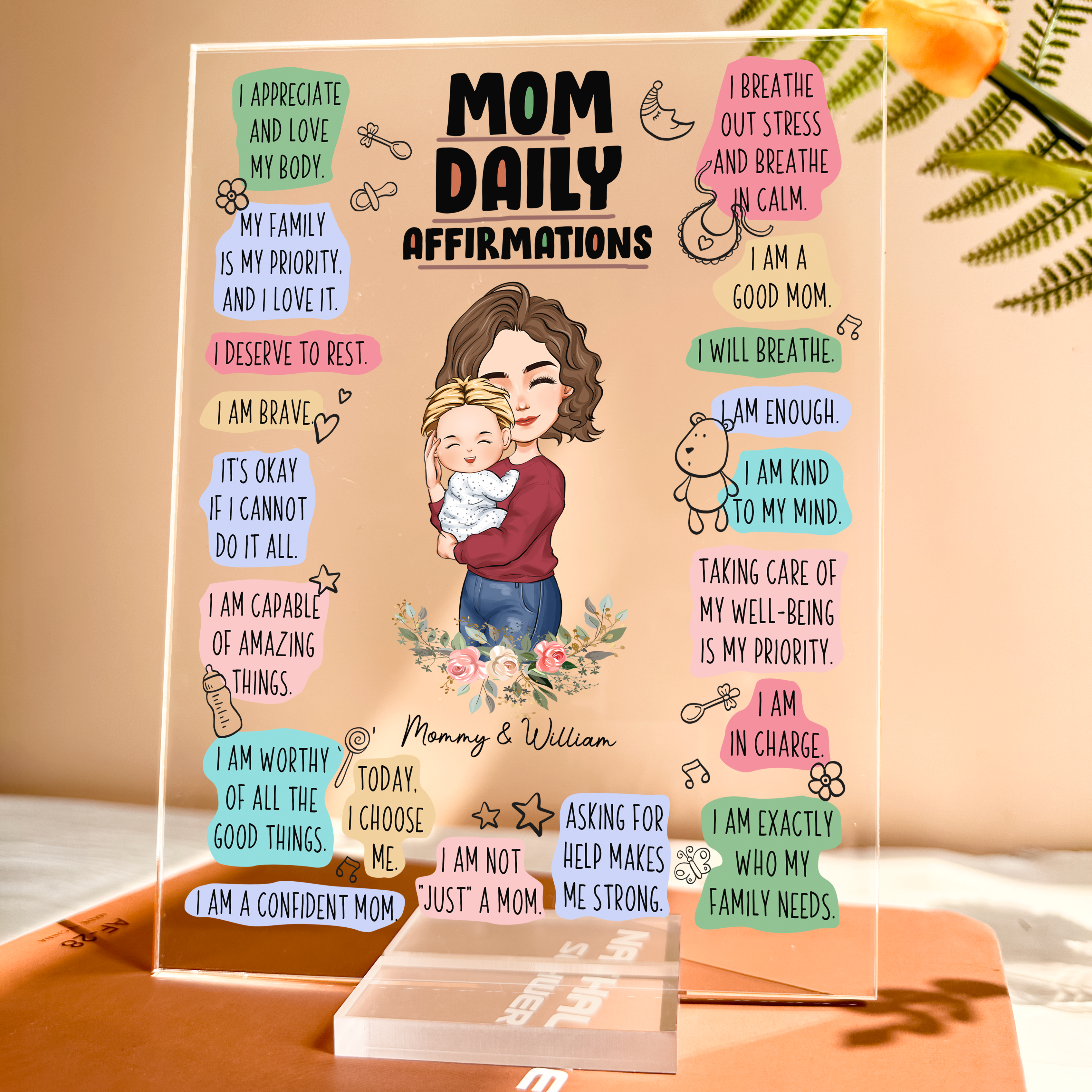 Happy First Mother's Day Mom Daily Affirmations - Personalized Acrylic Plaque