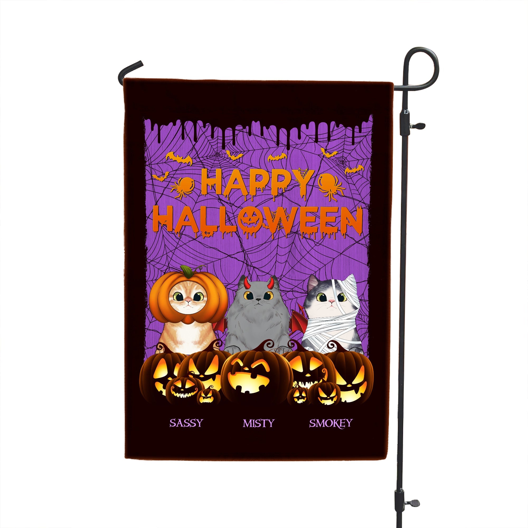 Happy Halloween - Personalized Flag - Halloween Gift For Cat Lover, Cat Mom, Cat House