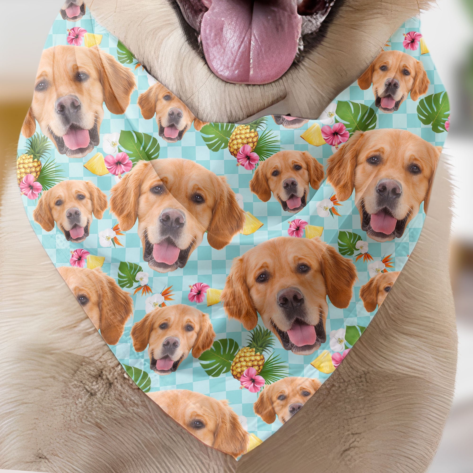 Hawaiian Bandana Pet Custom Face - Personalized Photo Bandana Collar