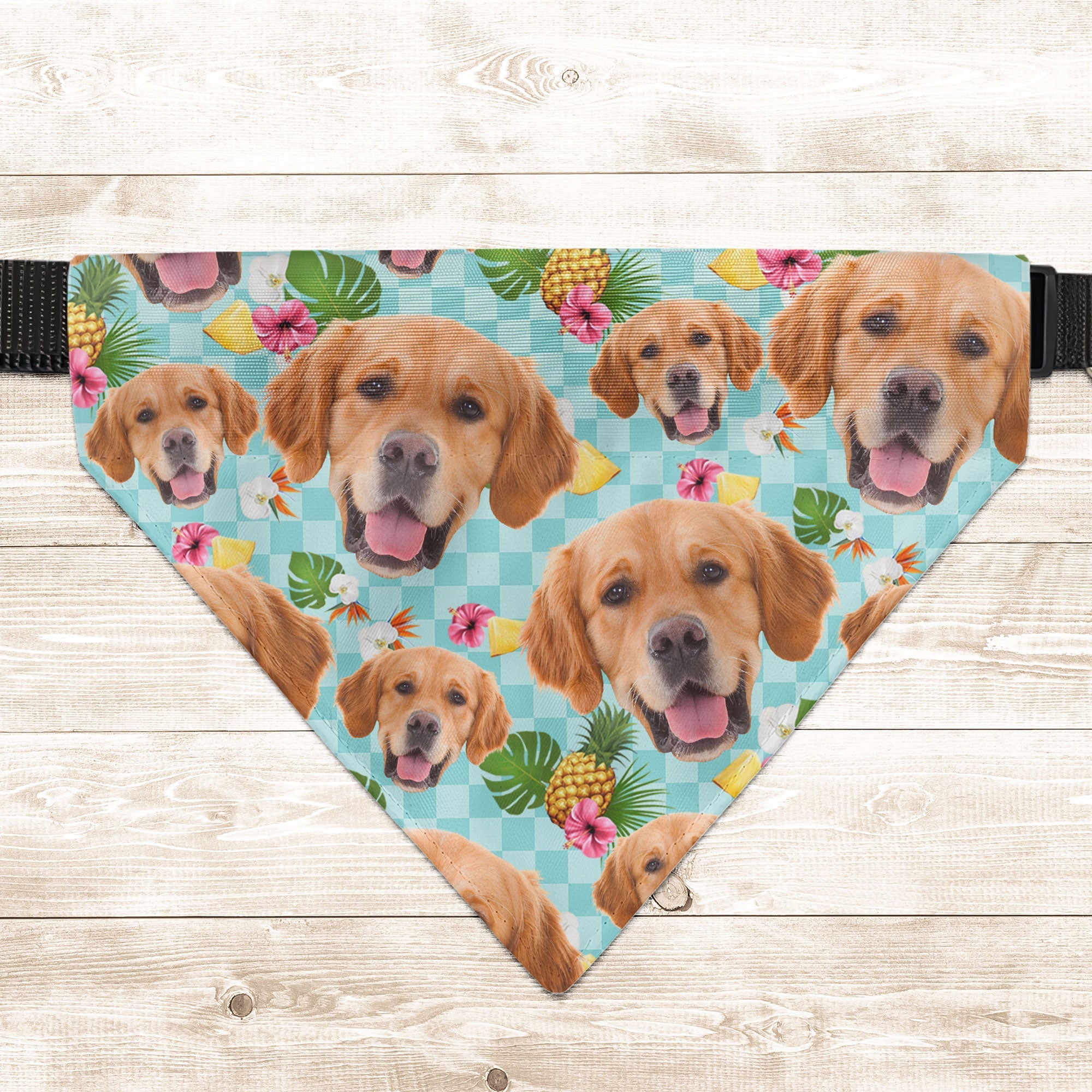 Hawaiian Bandana Pet Custom Face - Personalized Photo Bandana Collar