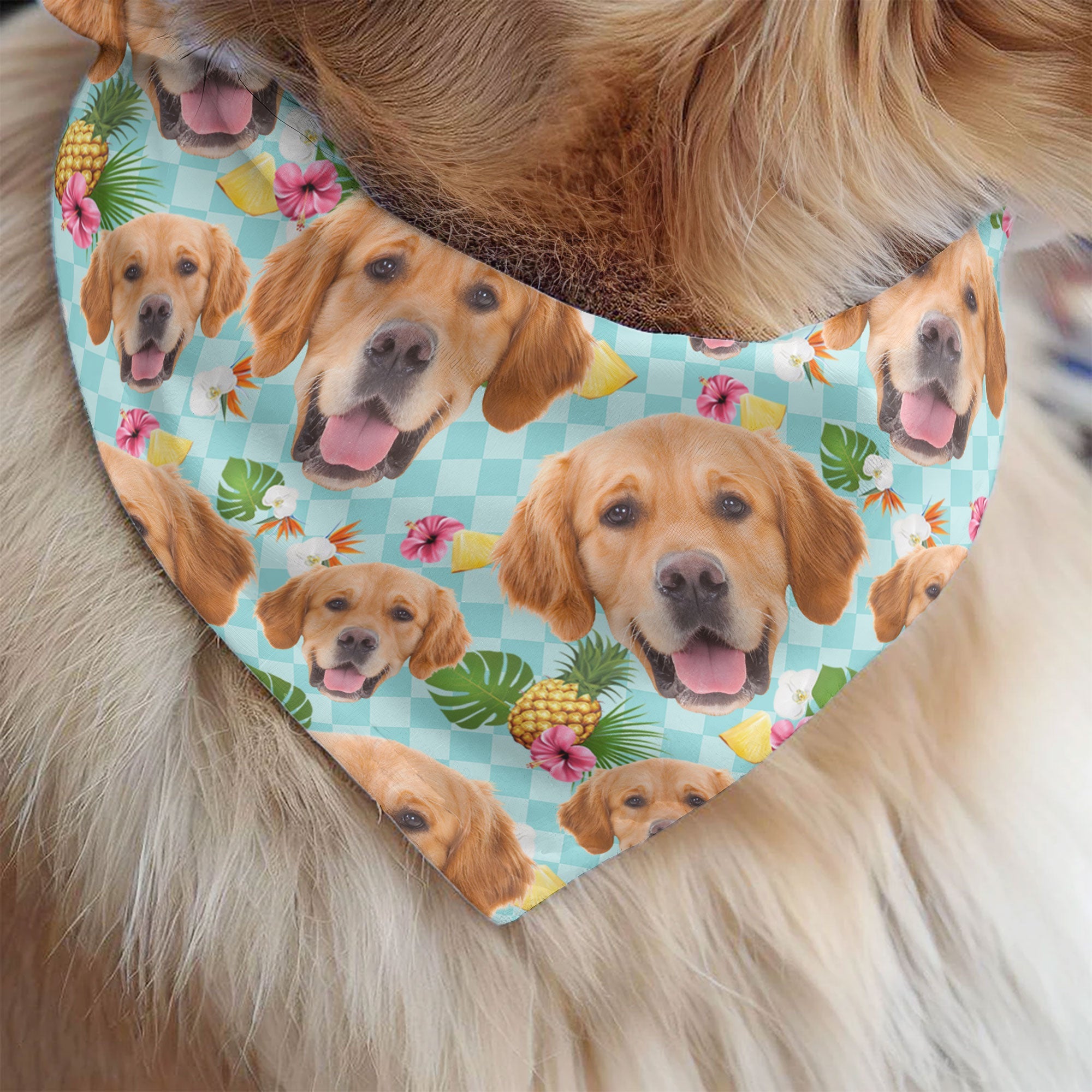 Hawaiian Bandana Pet Custom Face - Personalized Photo Bandana Collar