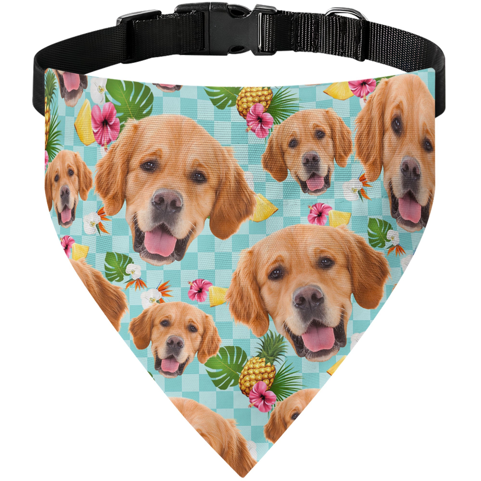 Hawaiian Bandana Pet Custom Face - Personalized Photo Bandana Collar