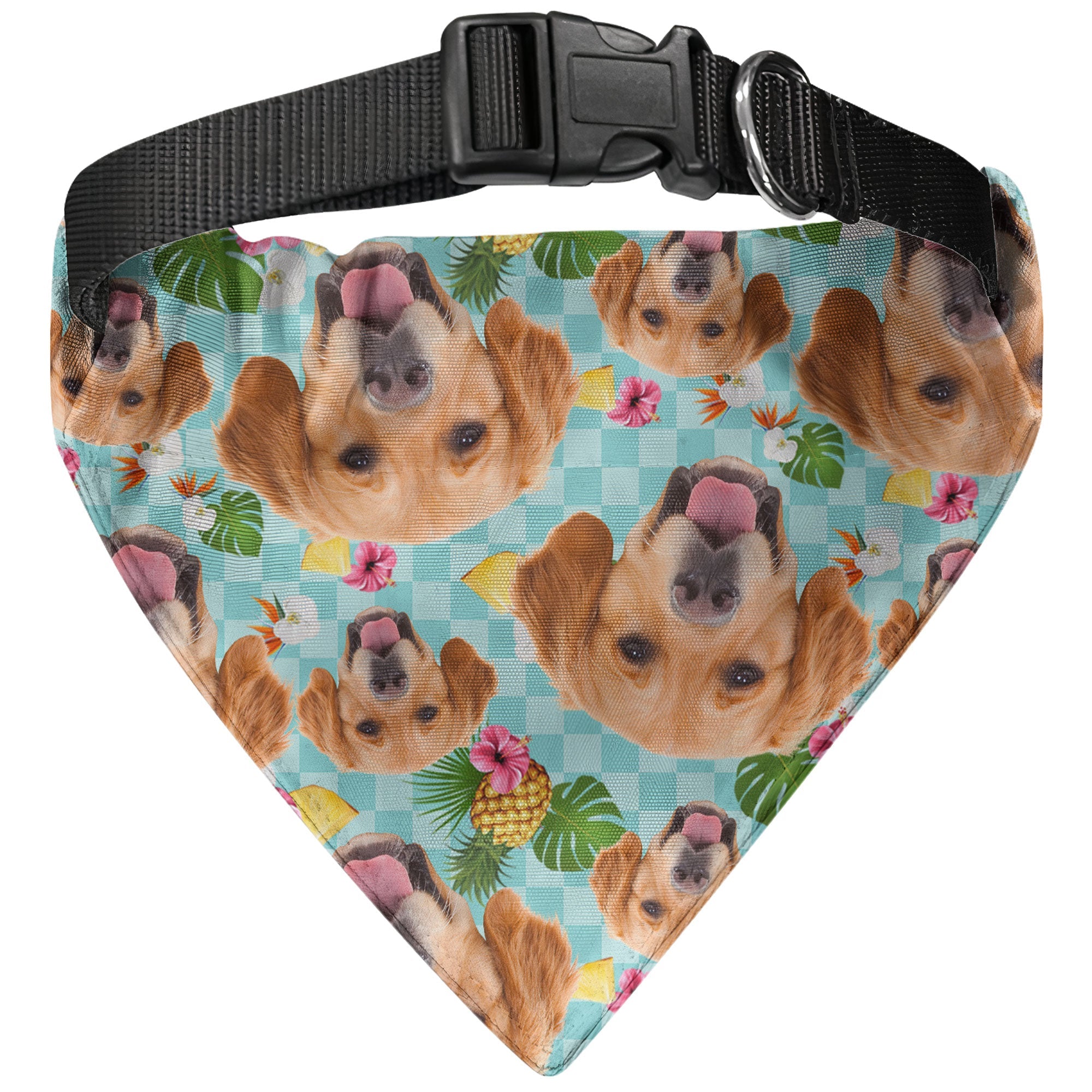 Hawaiian Bandana Pet Custom Face - Personalized Photo Bandana Collar