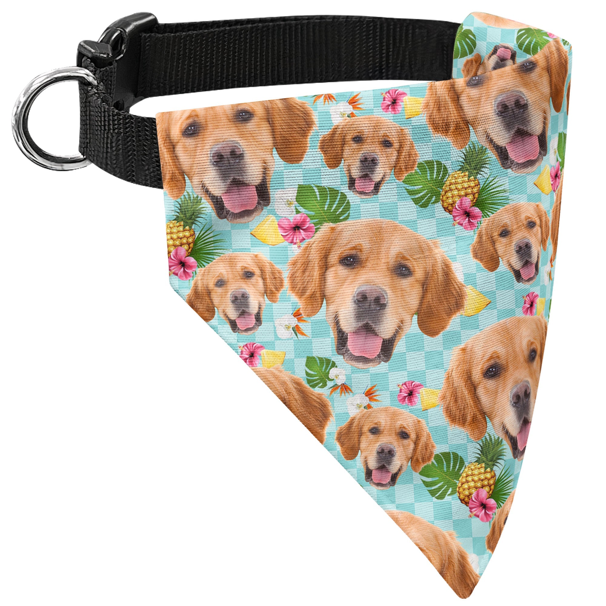 Hawaiian Bandana Pet Custom Face - Personalized Photo Bandana Collar