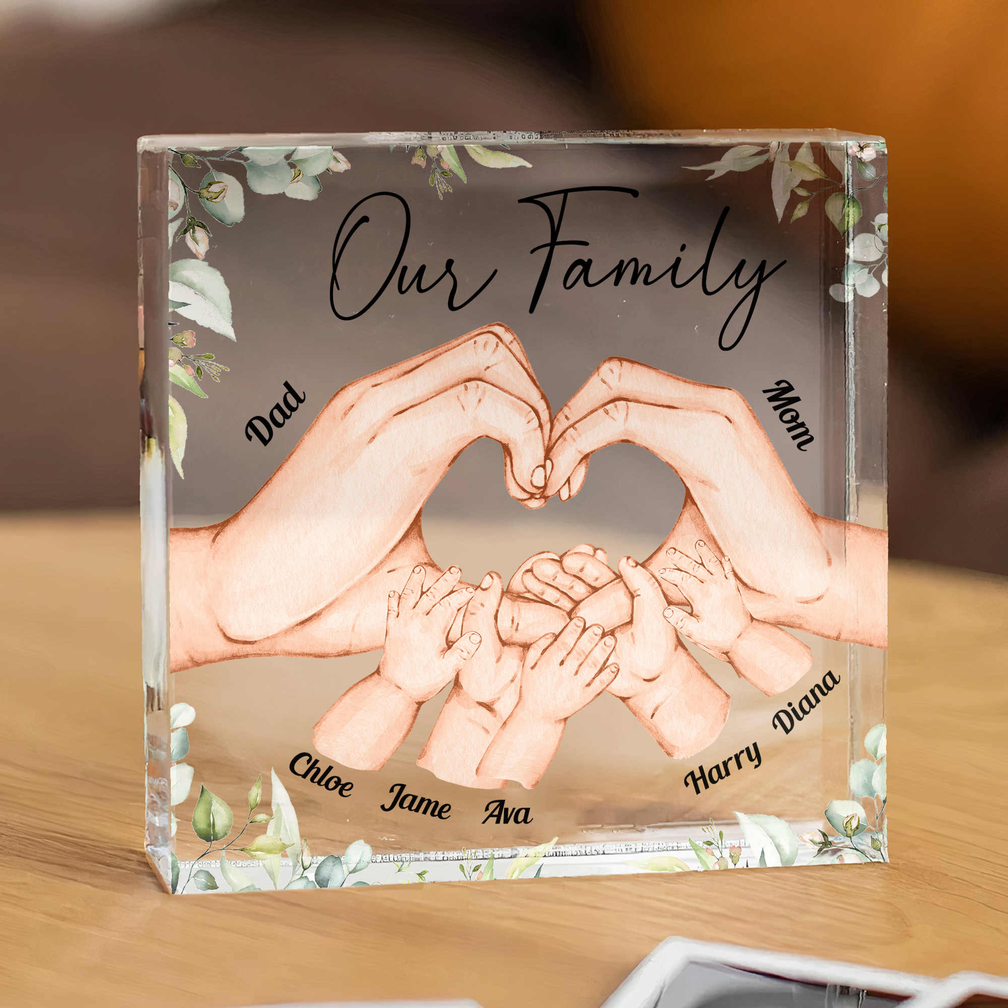 Heart Holding Hands Parents - Custom Shaped Square-Shaped Acrylic Plaque